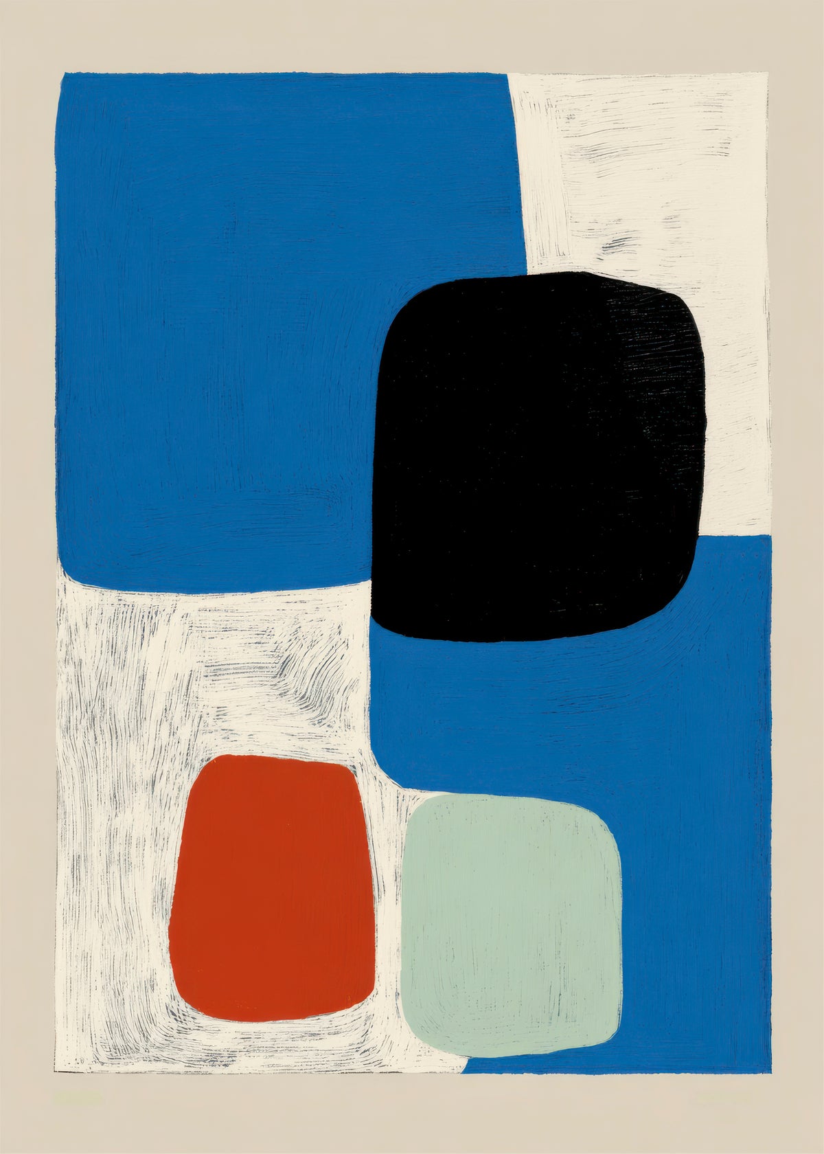 Blue & Ochre Fragment - Unframed art print