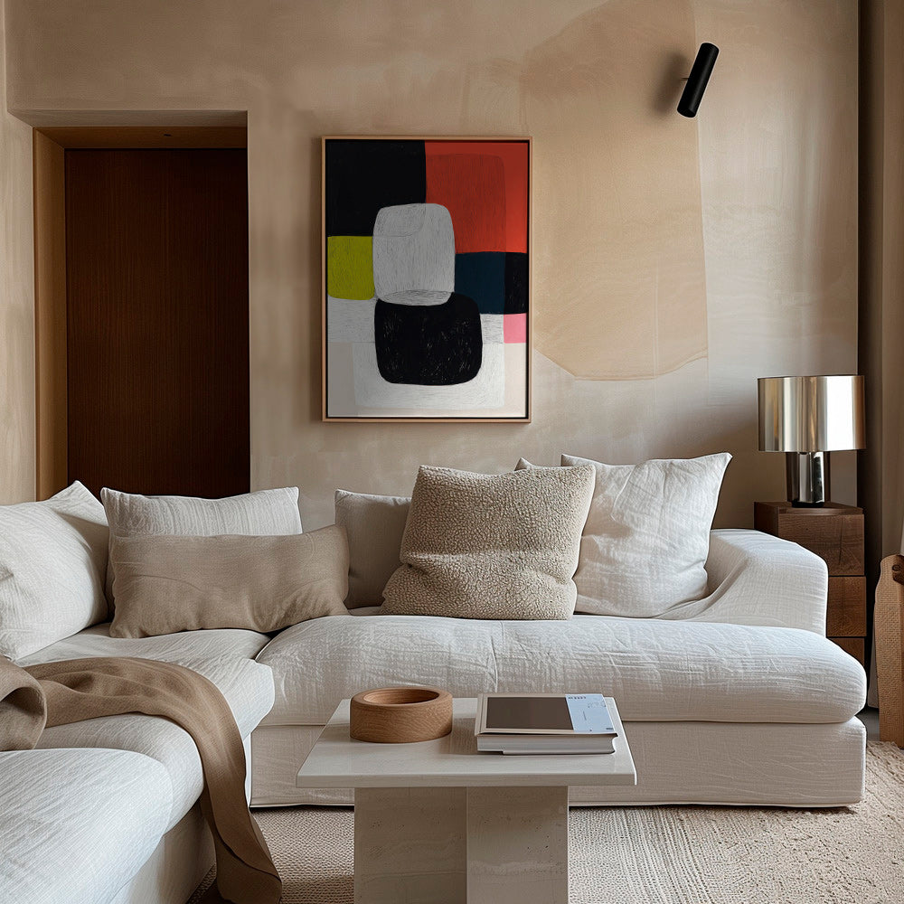 Cuadro geométrico de bloques y textura lineal – Canvas2