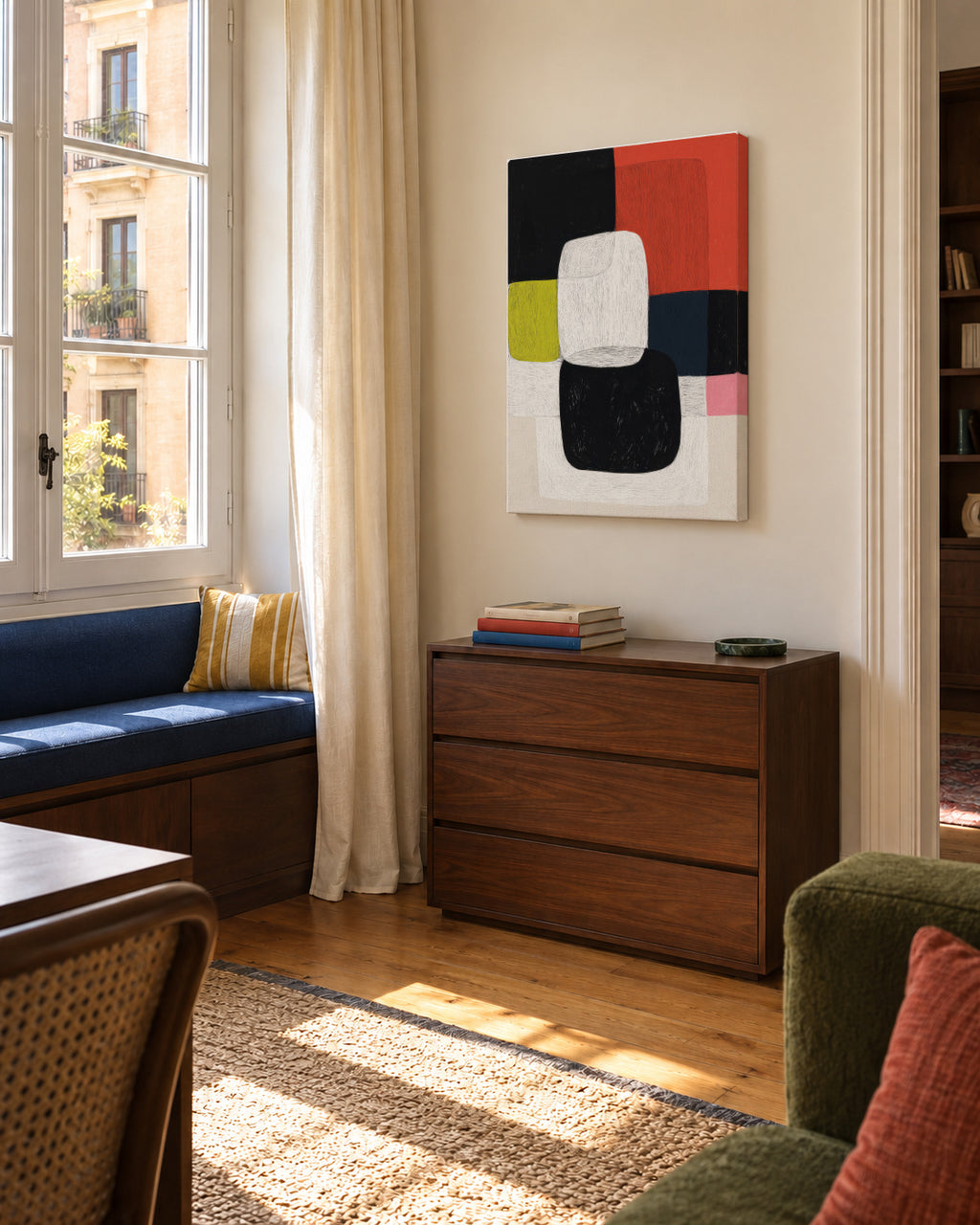Crimson Fusion - Unframed canvas in an interior