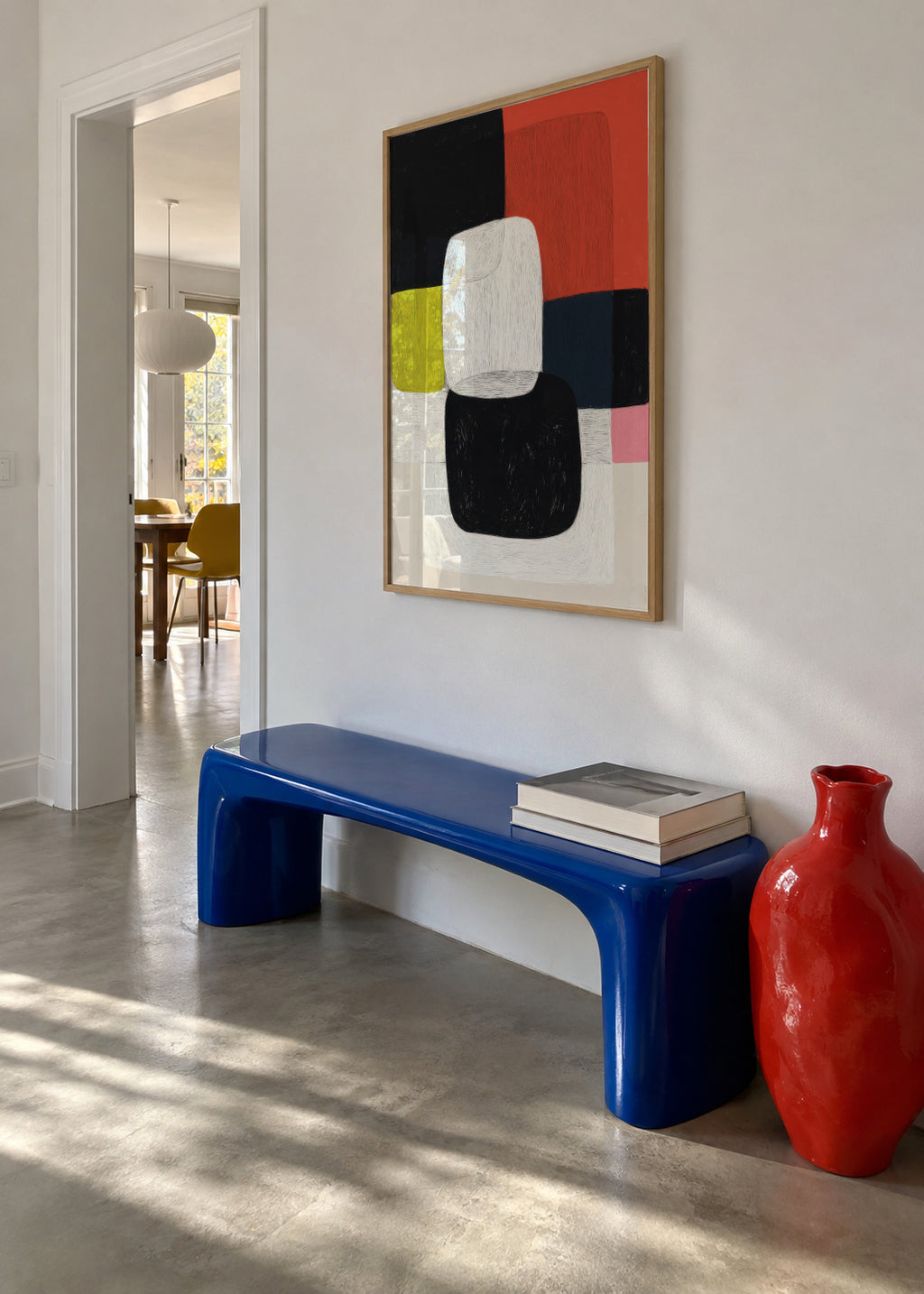 Crimson Fusion - Framed poster in an interior