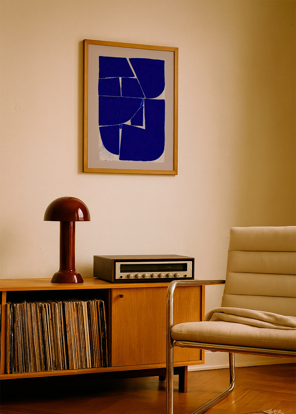 Cuadro abstracto con bloques azules orgánicos – Product3