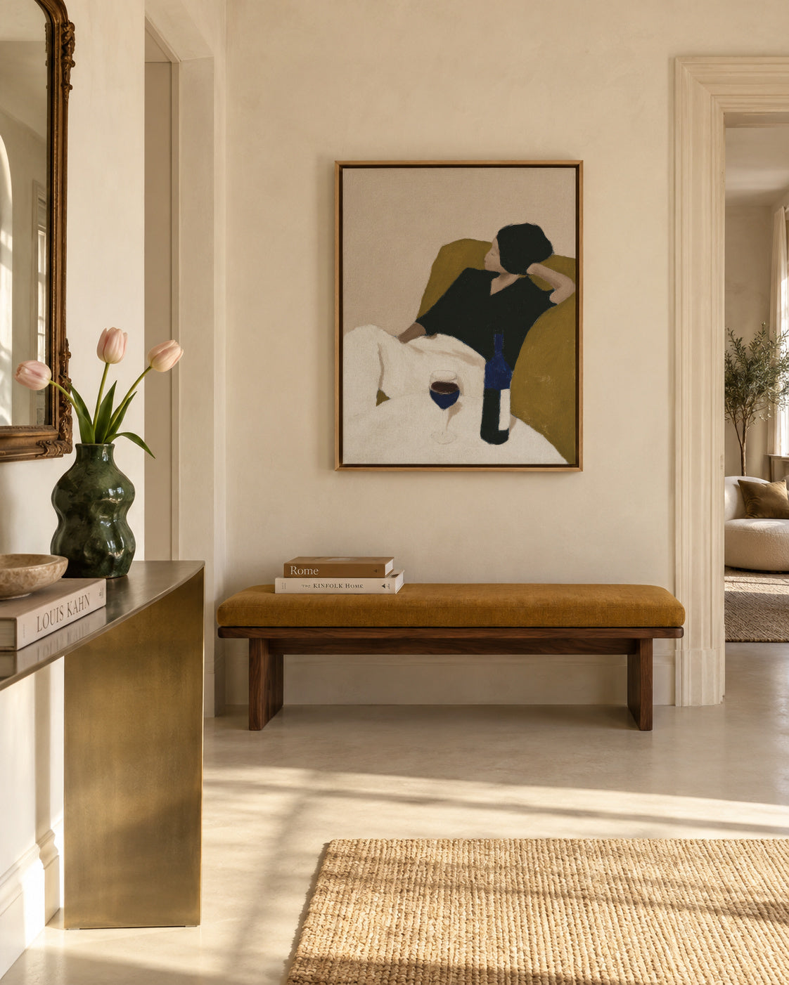 Afternoon Wine - Framed canvas in an interior