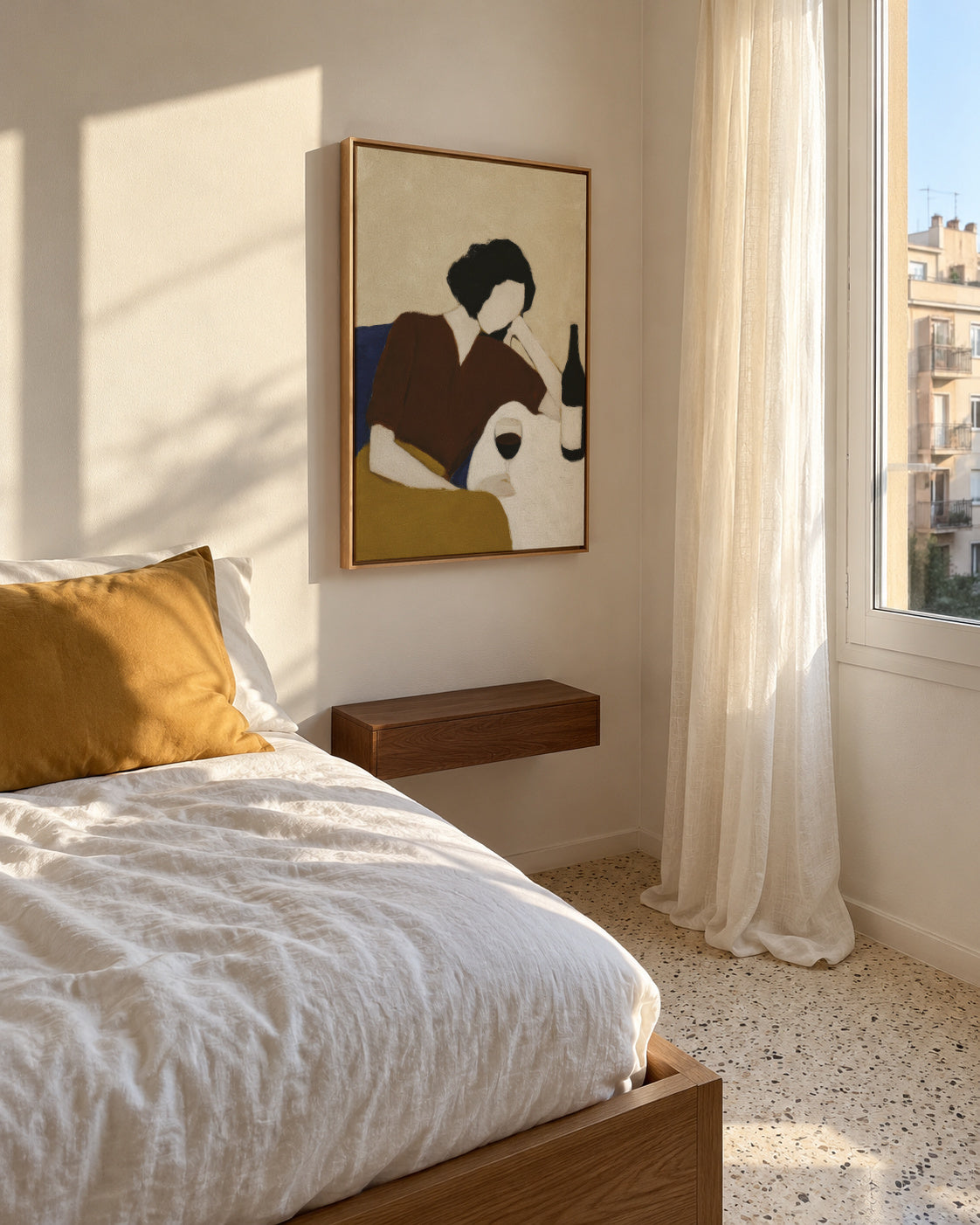 Sleeping with Wine - Framed canvas in an interior