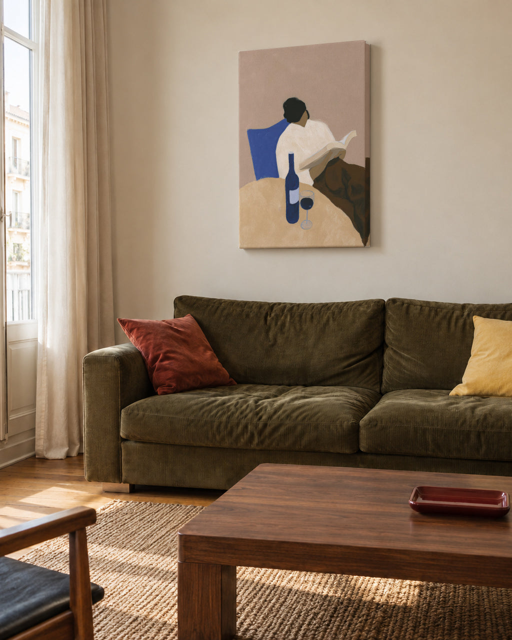 The Reader - Unframed canvas in an interior