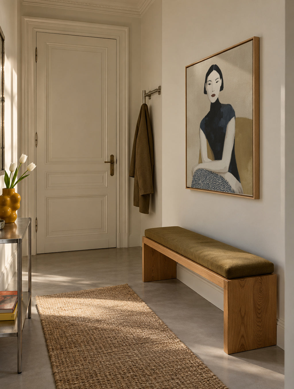 High Neck Elegance - Framed canvas in an interior