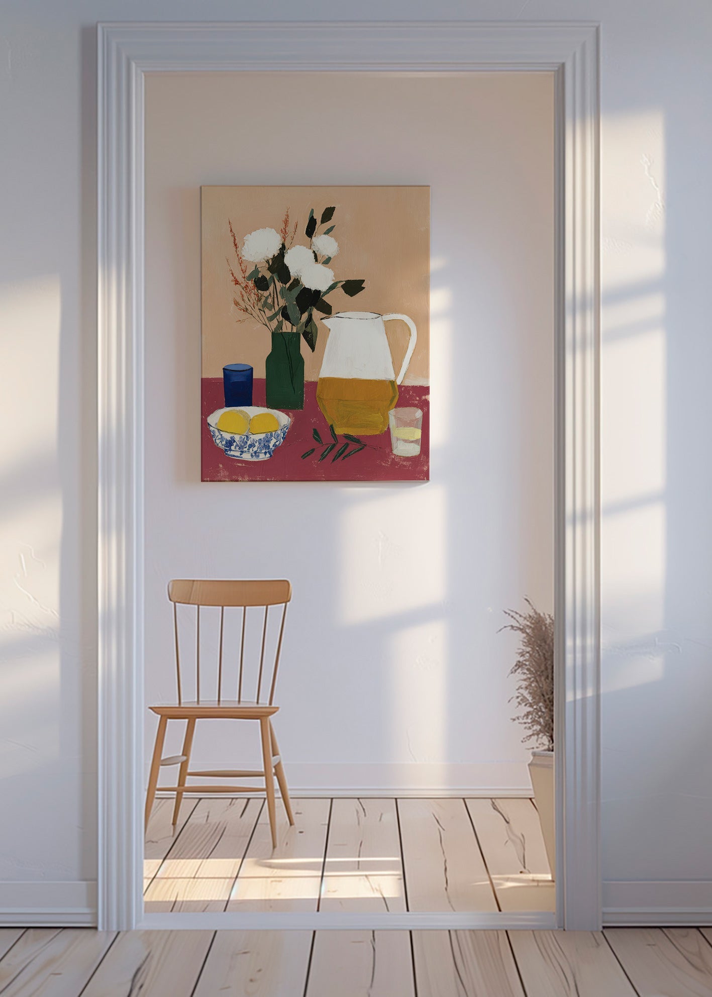 Cuadro de cocina con jarra y flores blancas – Canvas