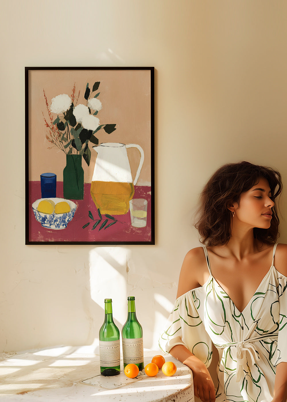 Cuadro de cocina con jarra y flores blancas – Product2