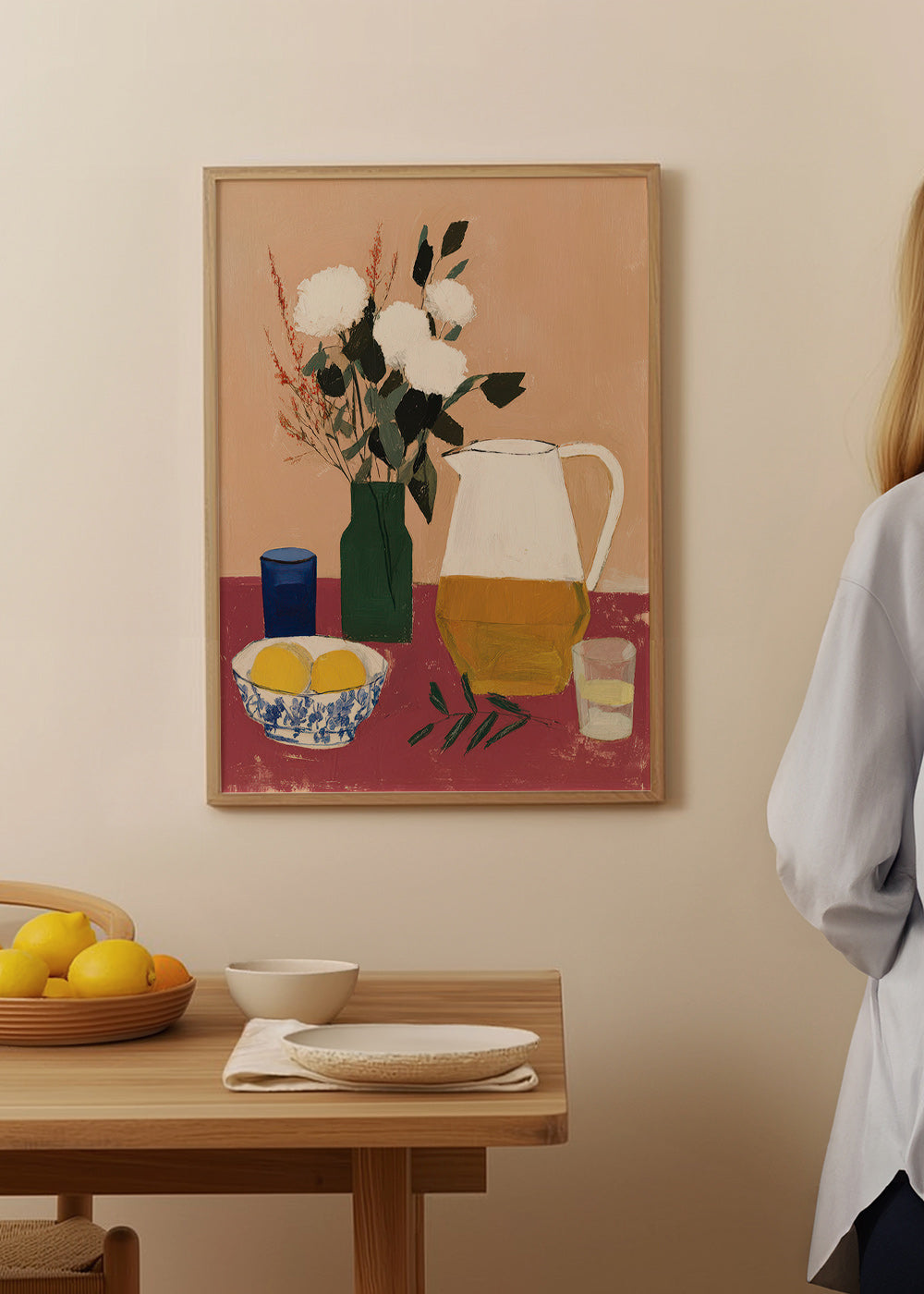 Cuadro de cocina con jarra y flores blancas – Product3