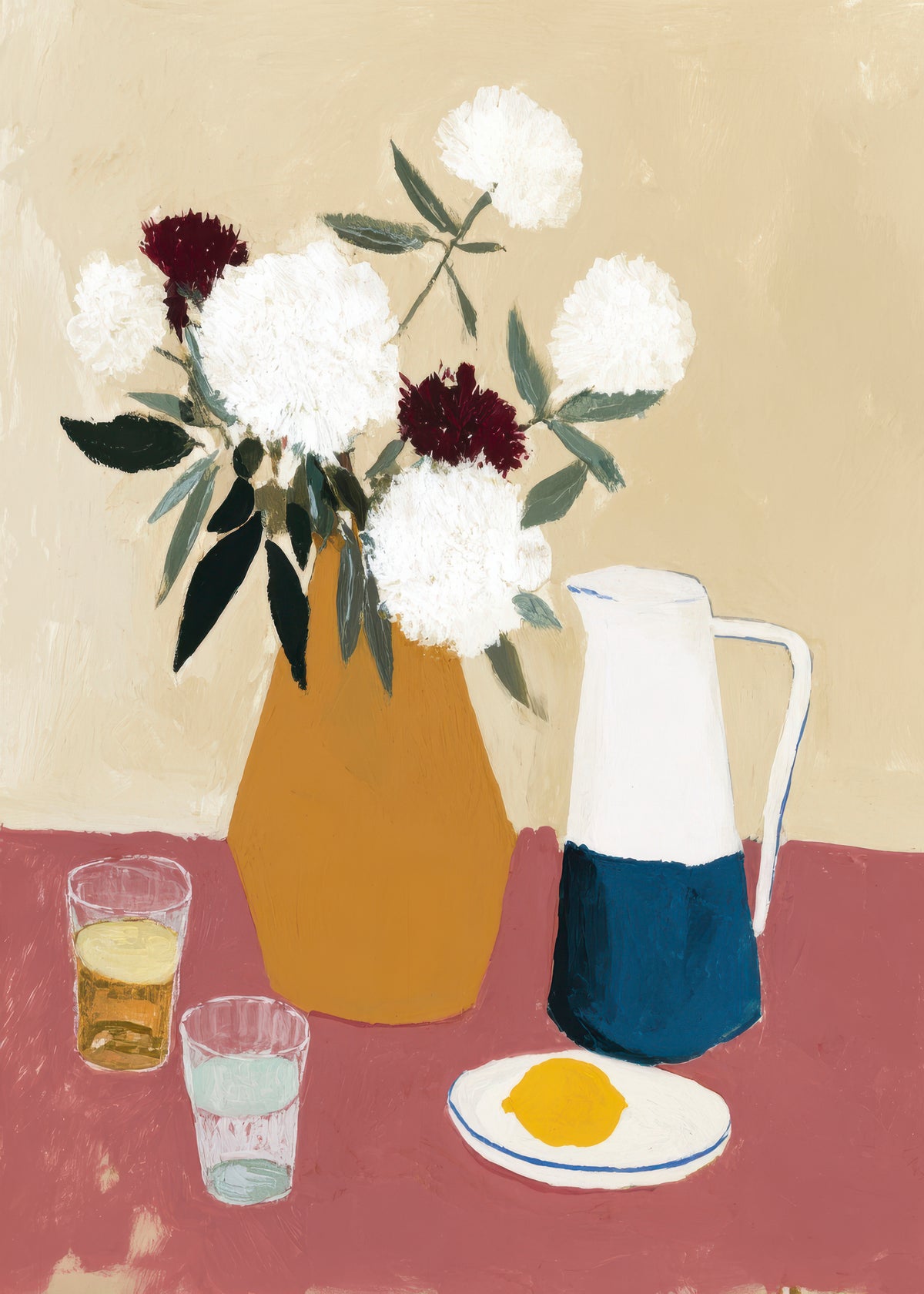 White Flowers & Pitcher III - Unframed art print