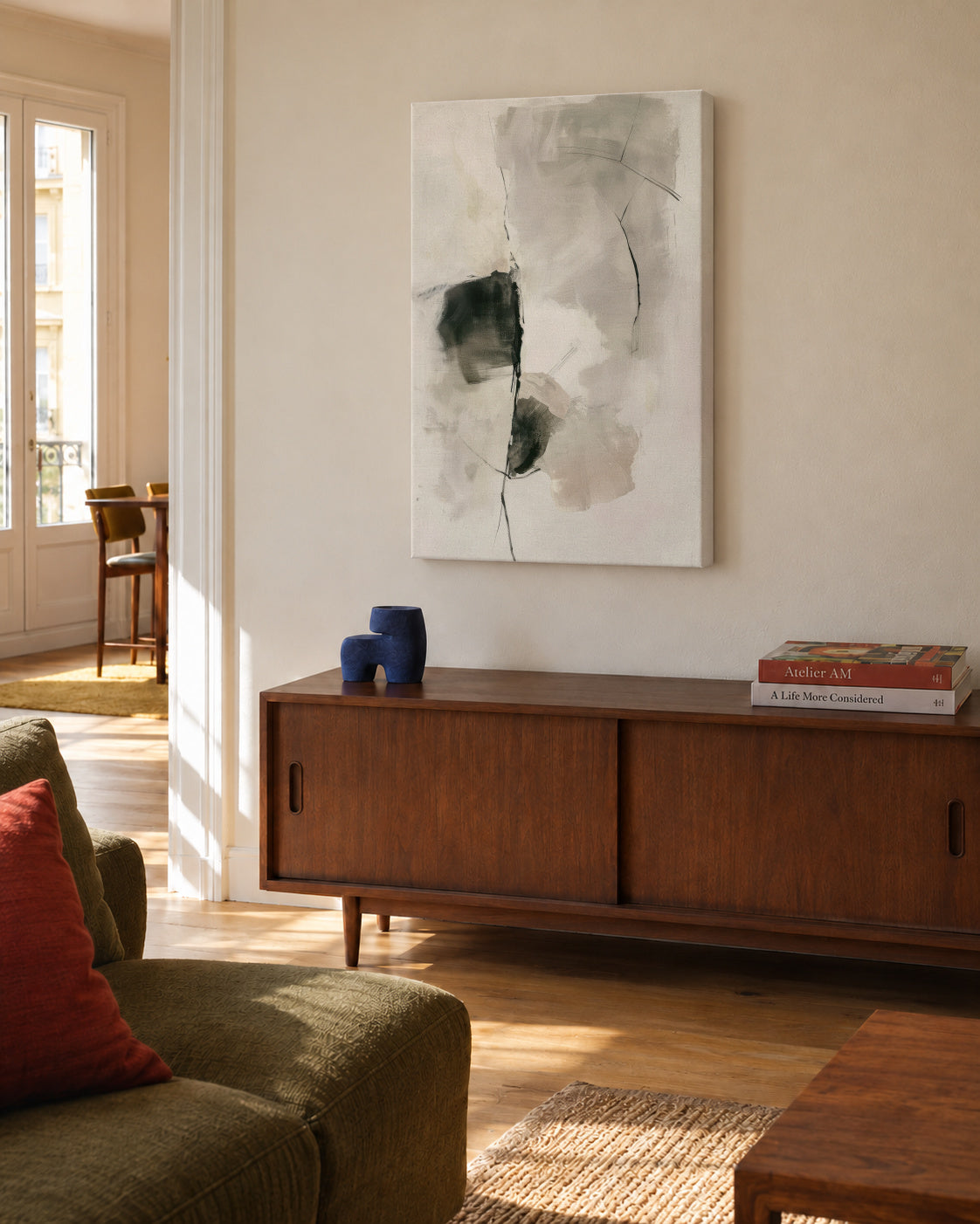 Ephemeral Stroke - Unframed canvas in an interior