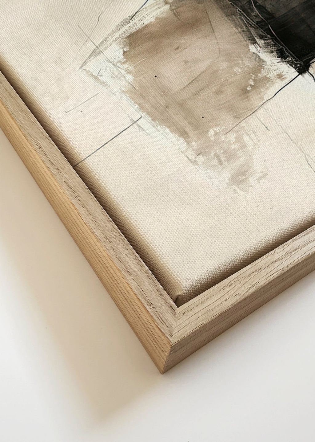 Cuadro abstracto con contraste oscuro y arenas – Canvas detail