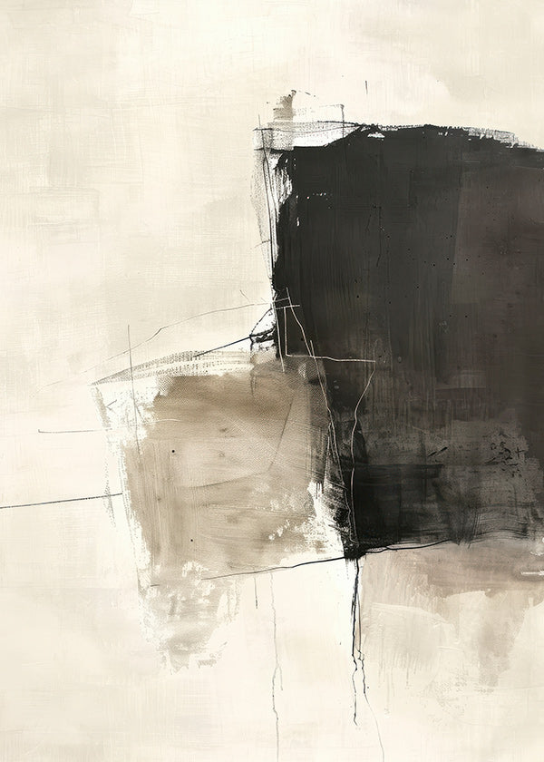 Cuadro abstracto con contraste oscuro y arenas