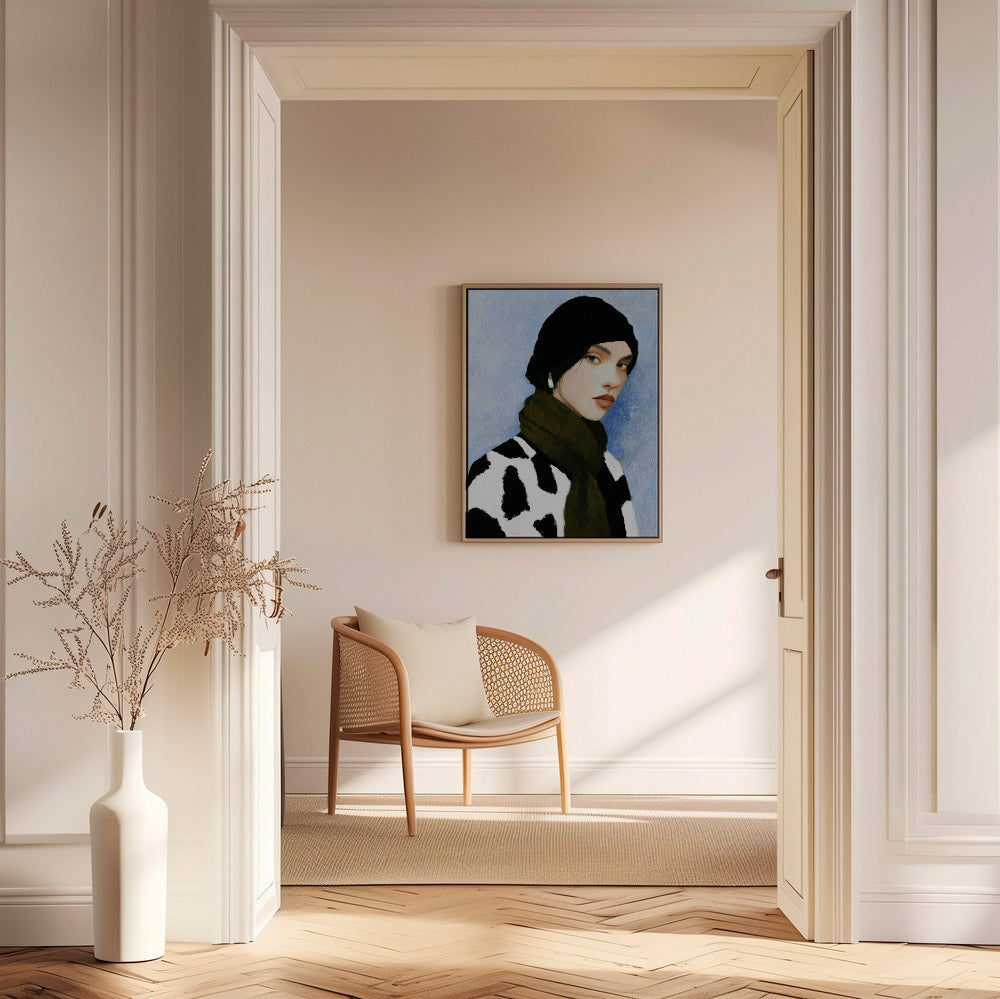 Ilustración de retrato con estampado vaca – Canvas1