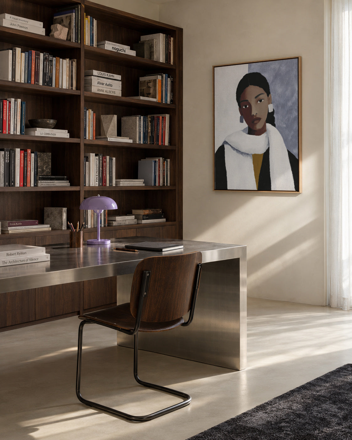 Winter White Wrap - Framed canvas in an interior