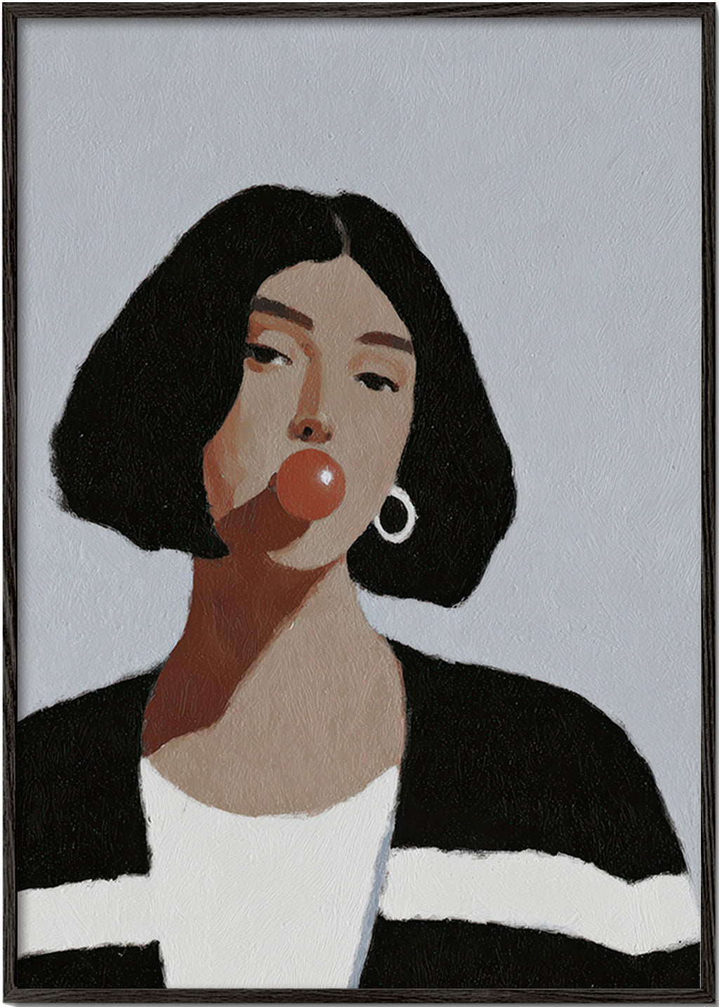 Ilustración retrato femenino con chicle – Black Frame