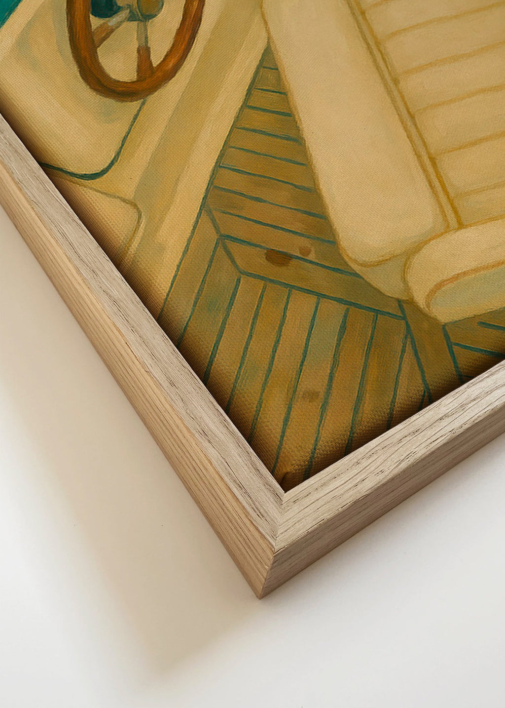 Cuadro de paisaje con timón y mar turquesa – Canvas detail