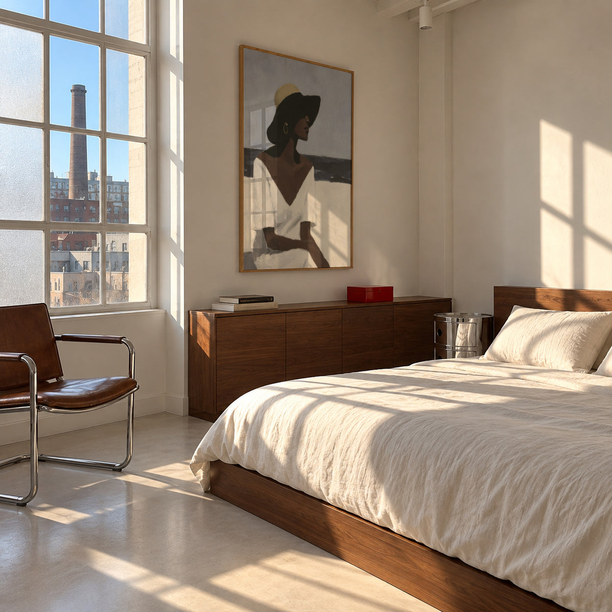 White Dress Horizon - Framed poster in an interior