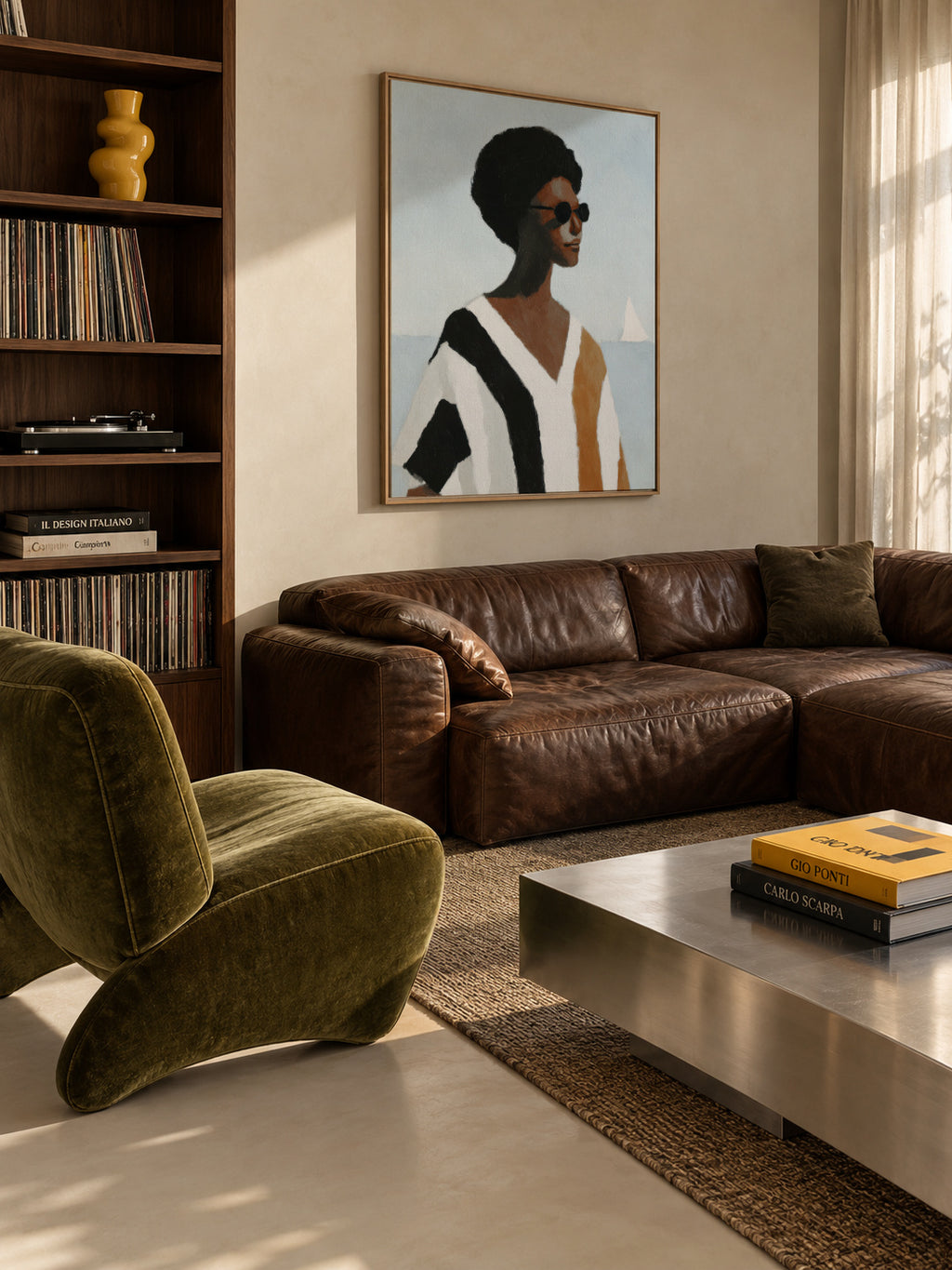 Vertical Stripes - Framed canvas in an interior