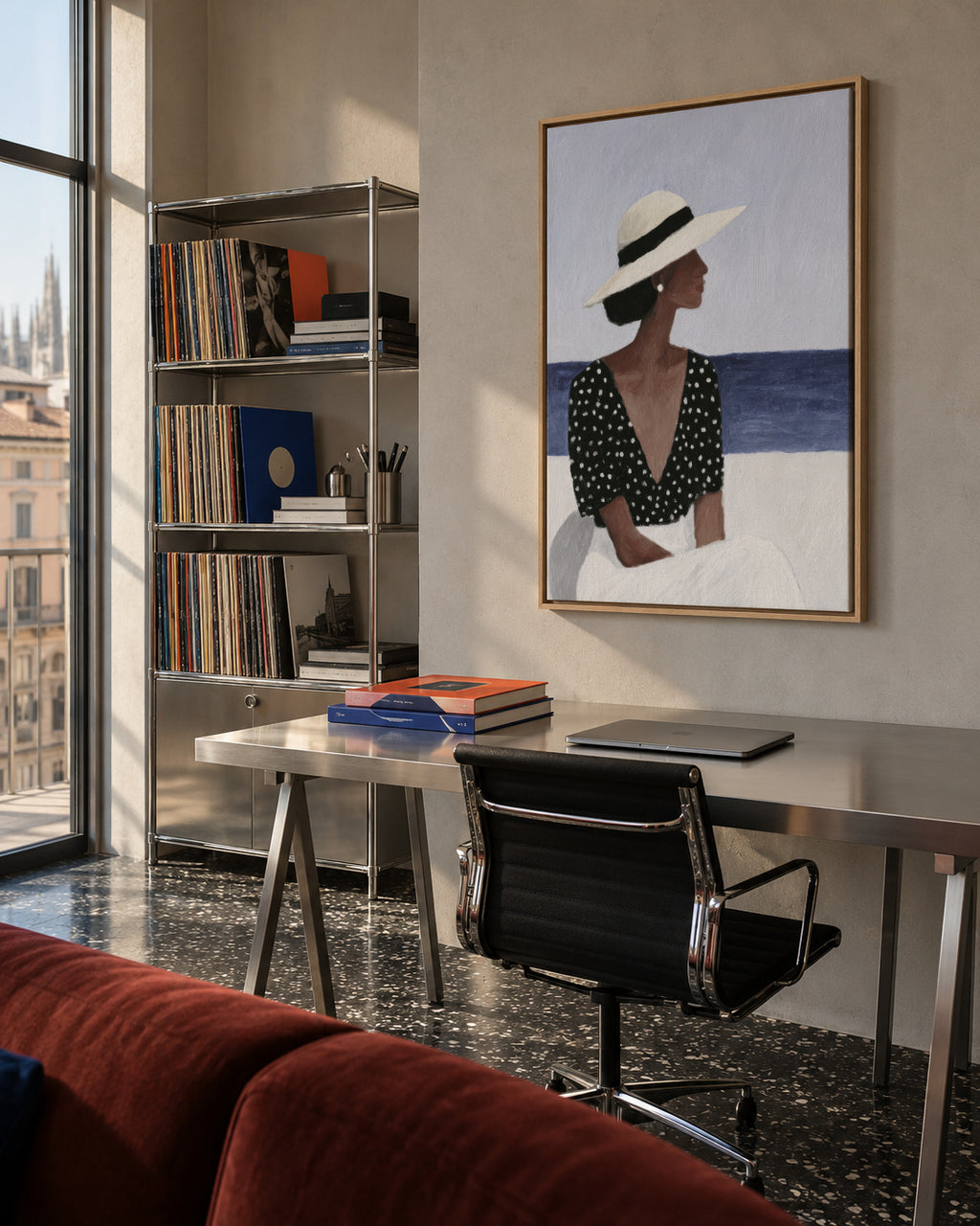 White Hat Horizon - Framed canvas in an interior