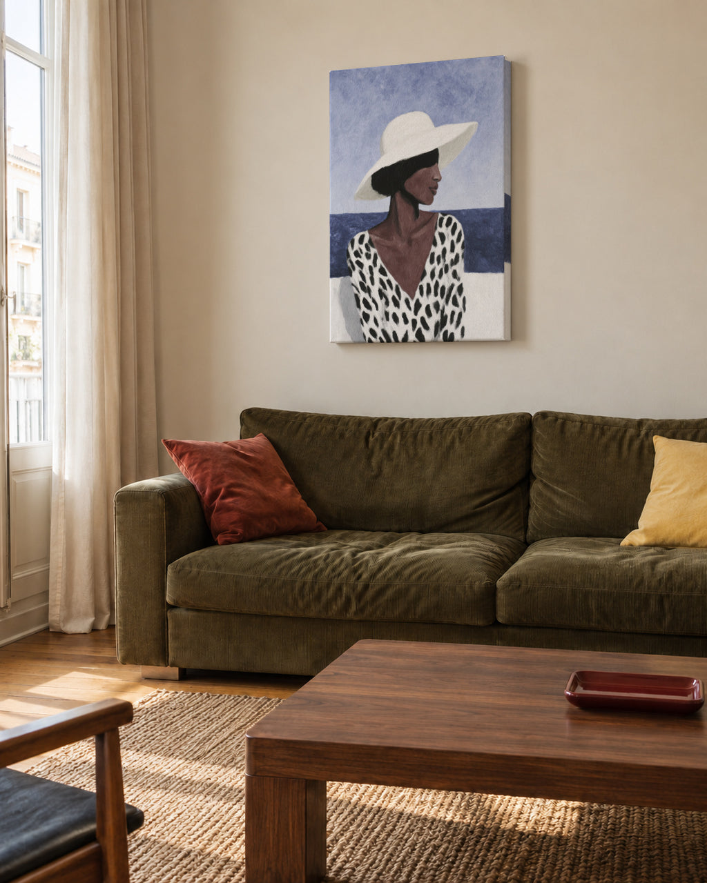 Polka Dot Breeze - Unframed canvas in an interior