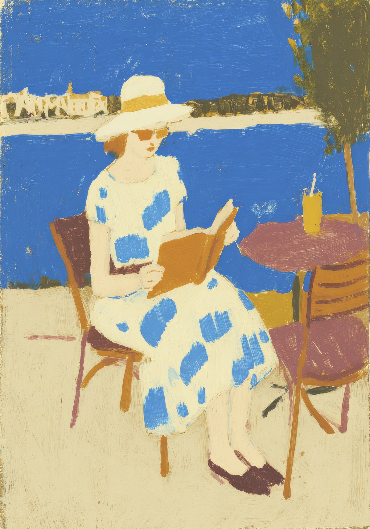 Blue Garden Reader - Unframed art print