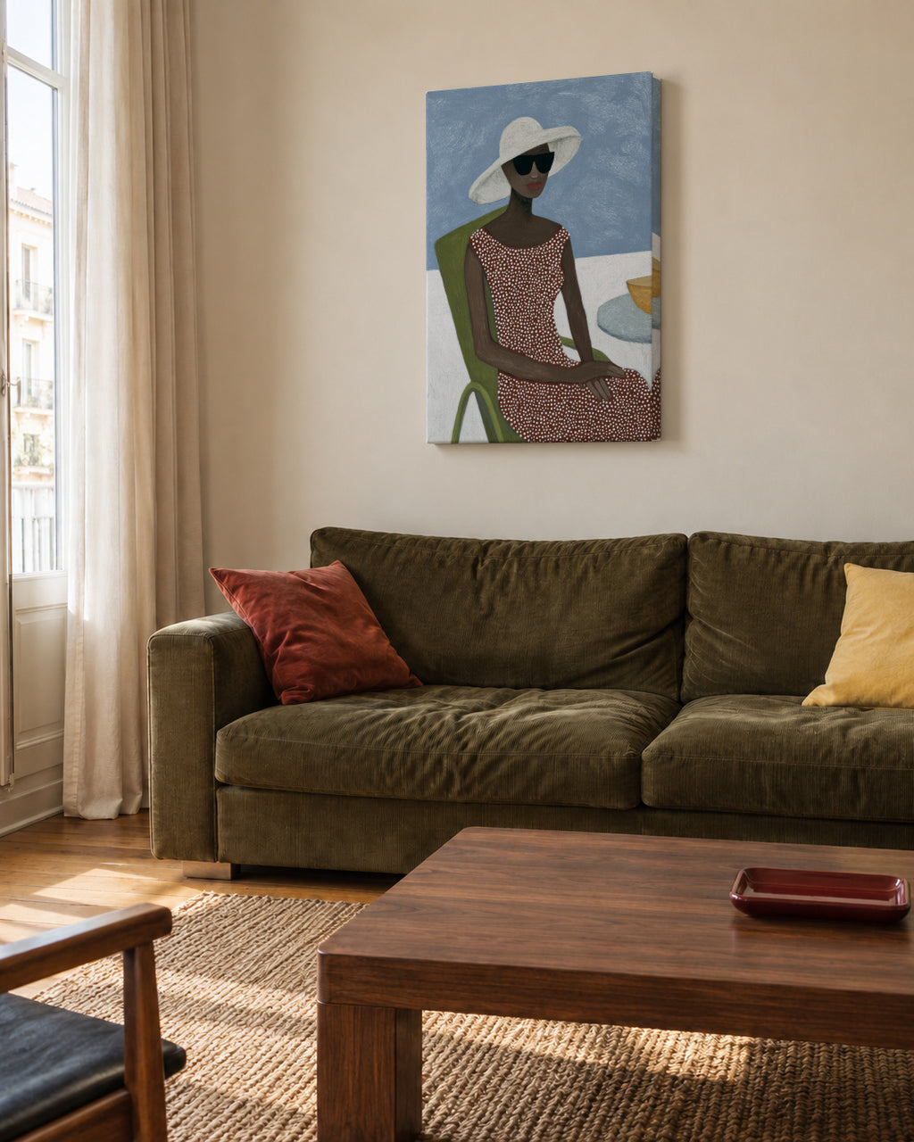 Terrace Sun Hat - Unframed canvas in an interior