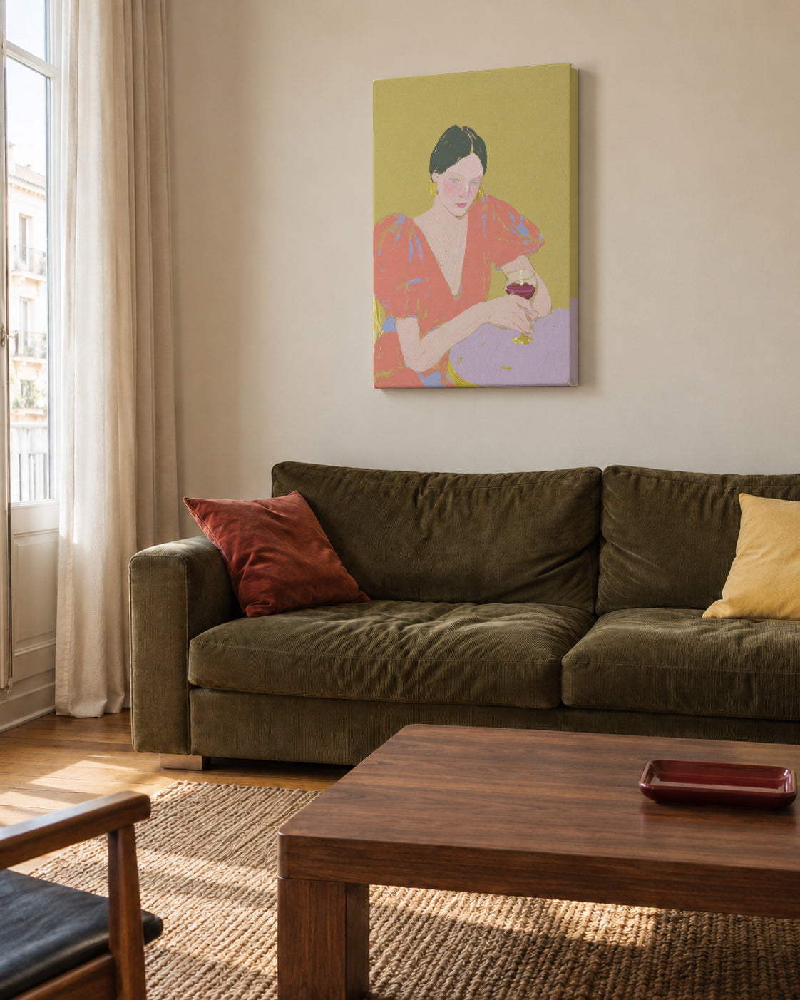Pastel Evening - Unframed canvas in an interior