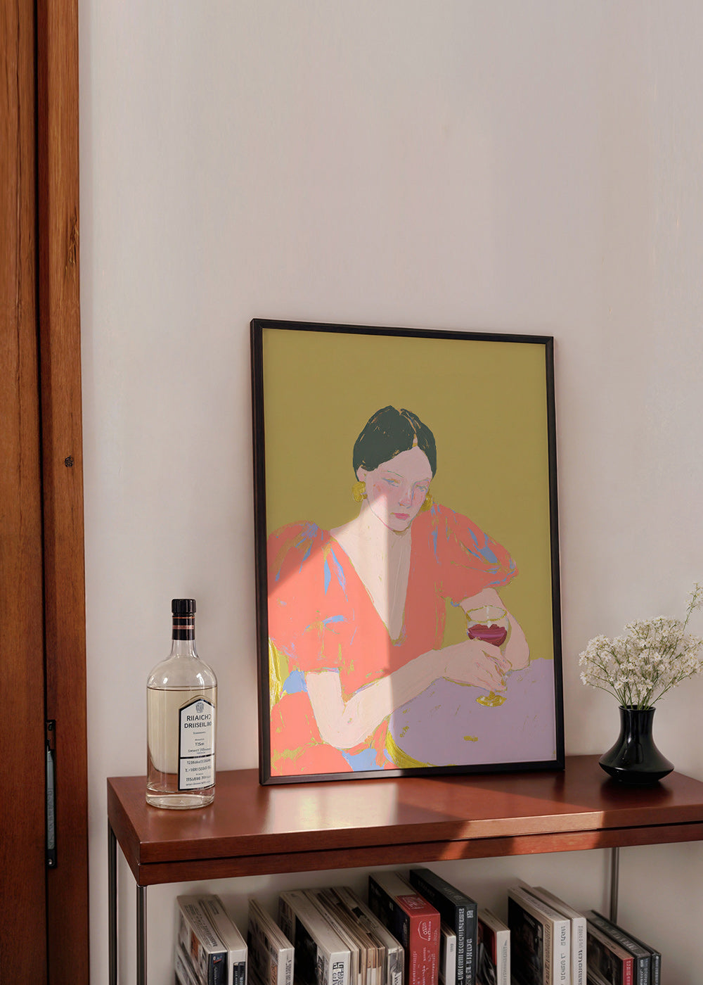 Cuadro de cocina: mujer con copa en tonos pastel – Product2