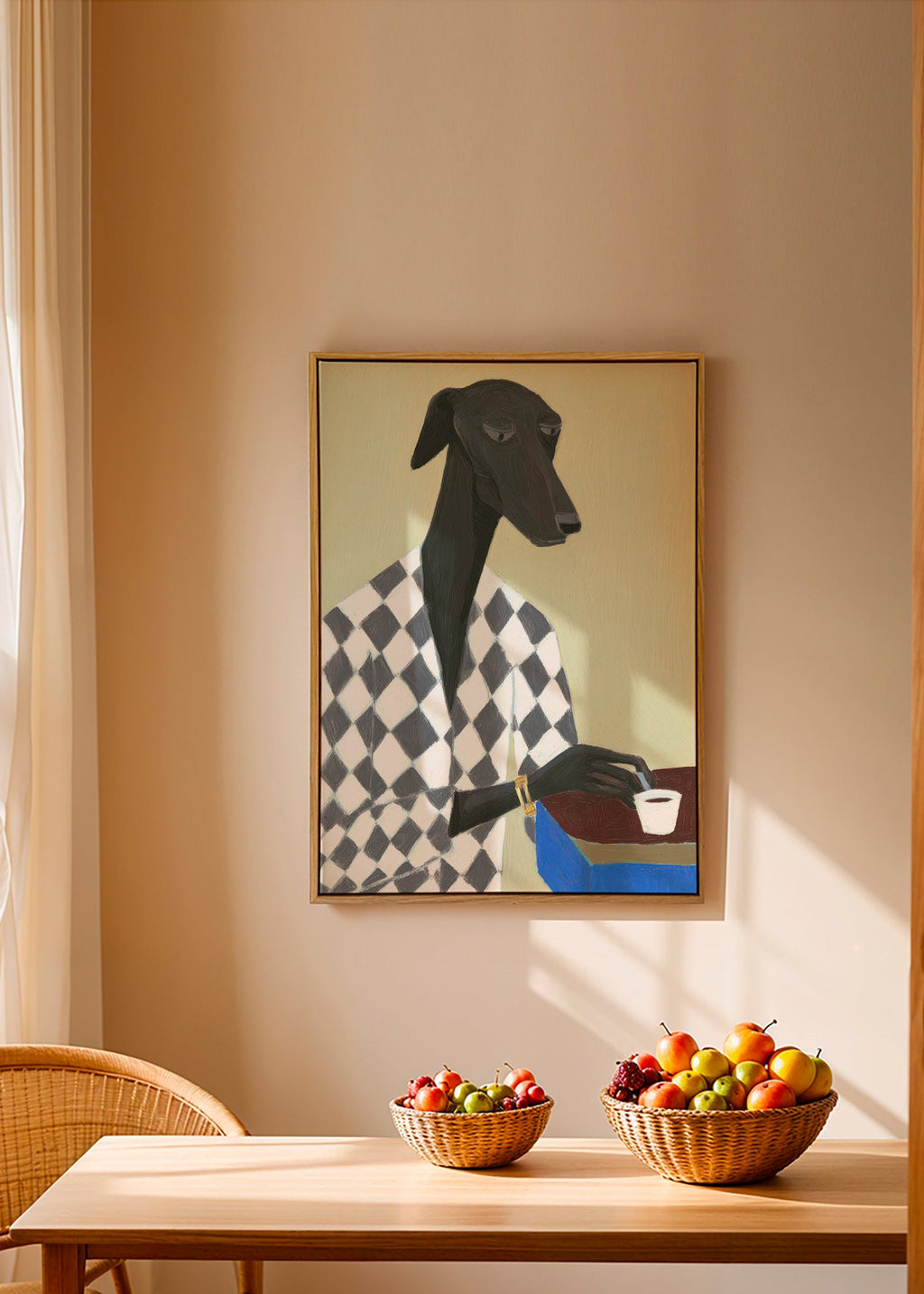 Cuadro perro elegante con taza de café – Canvas1