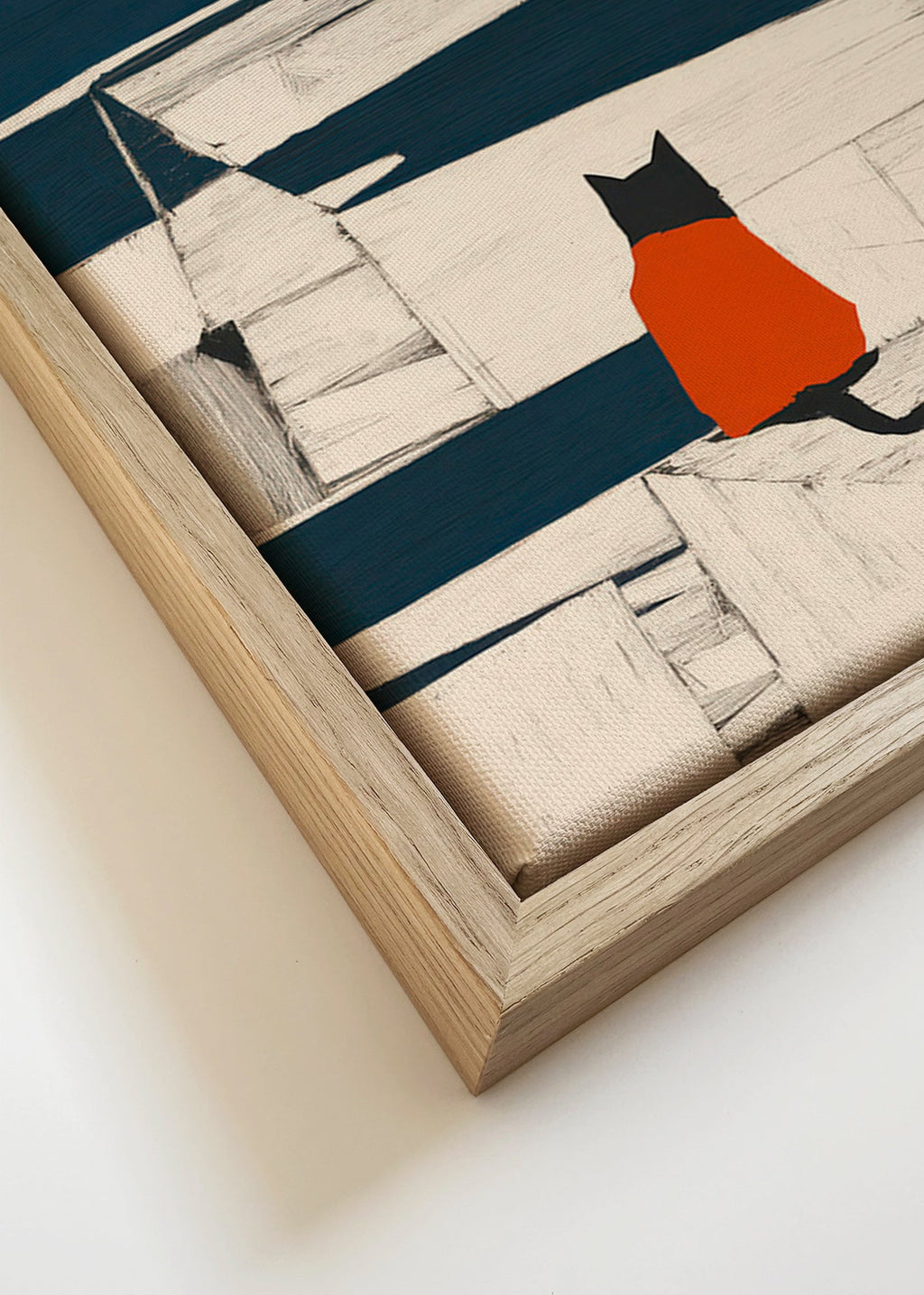 Cuadro gato en el puerto minimalista – Canvas detail