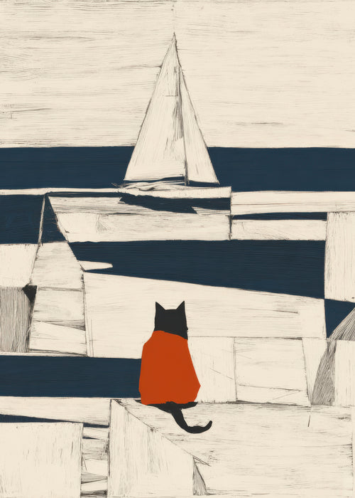 Red Cat at the Harbor - Unframed art print