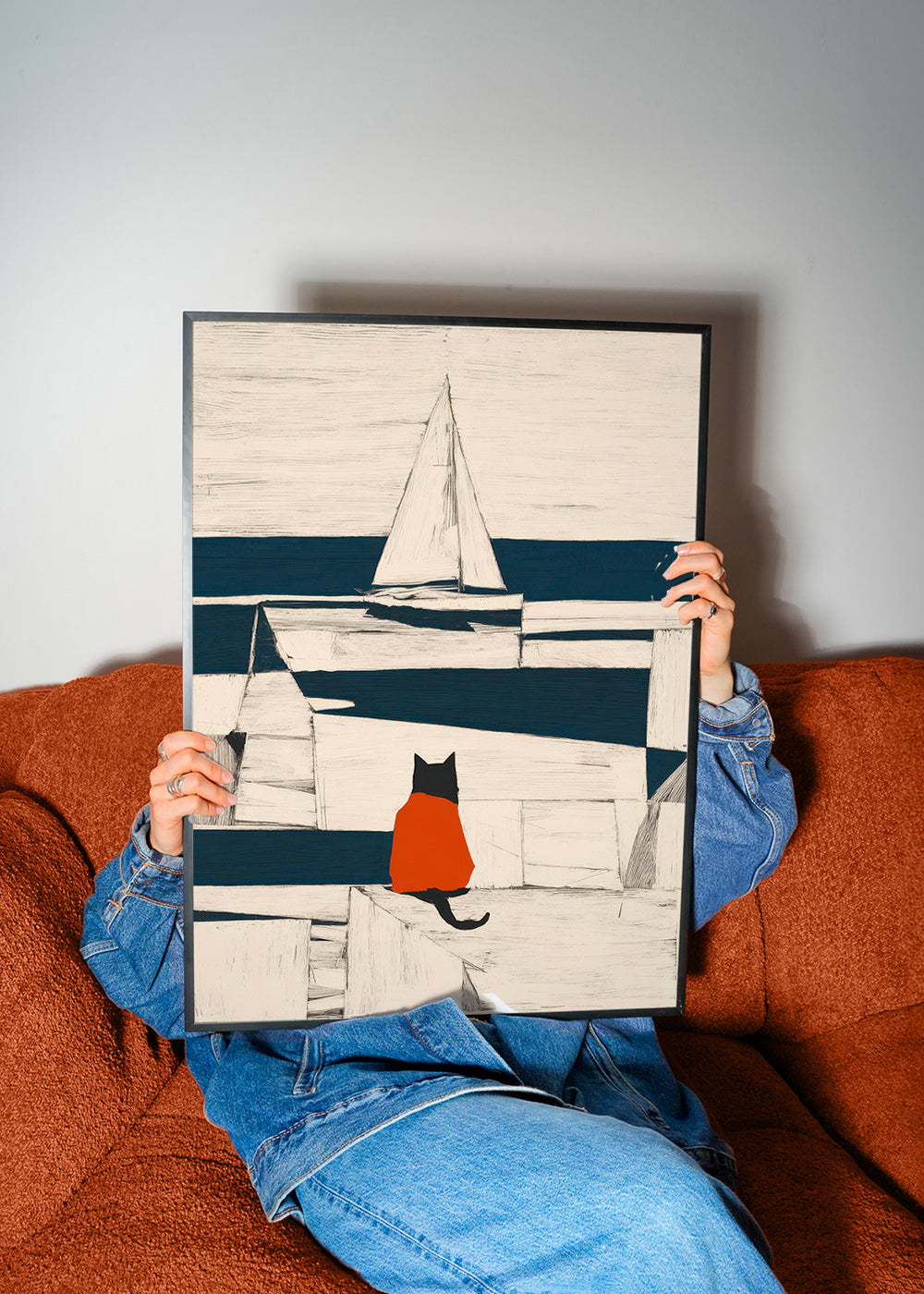 Cuadro gato en el puerto minimalista – Product3