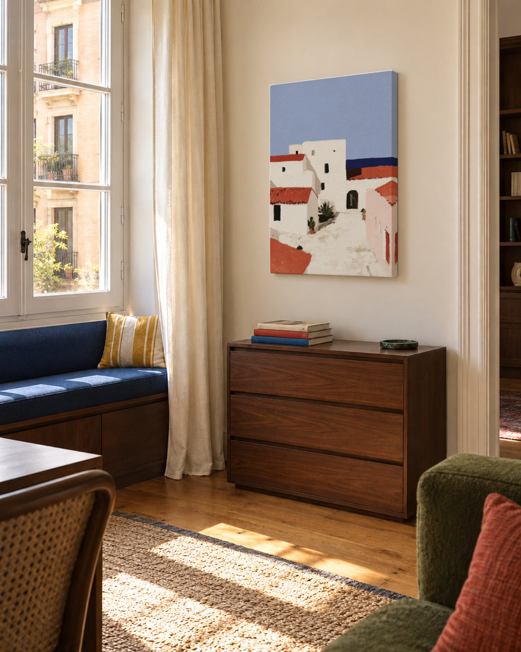 White Courtyard - Unframed canvas in an interior