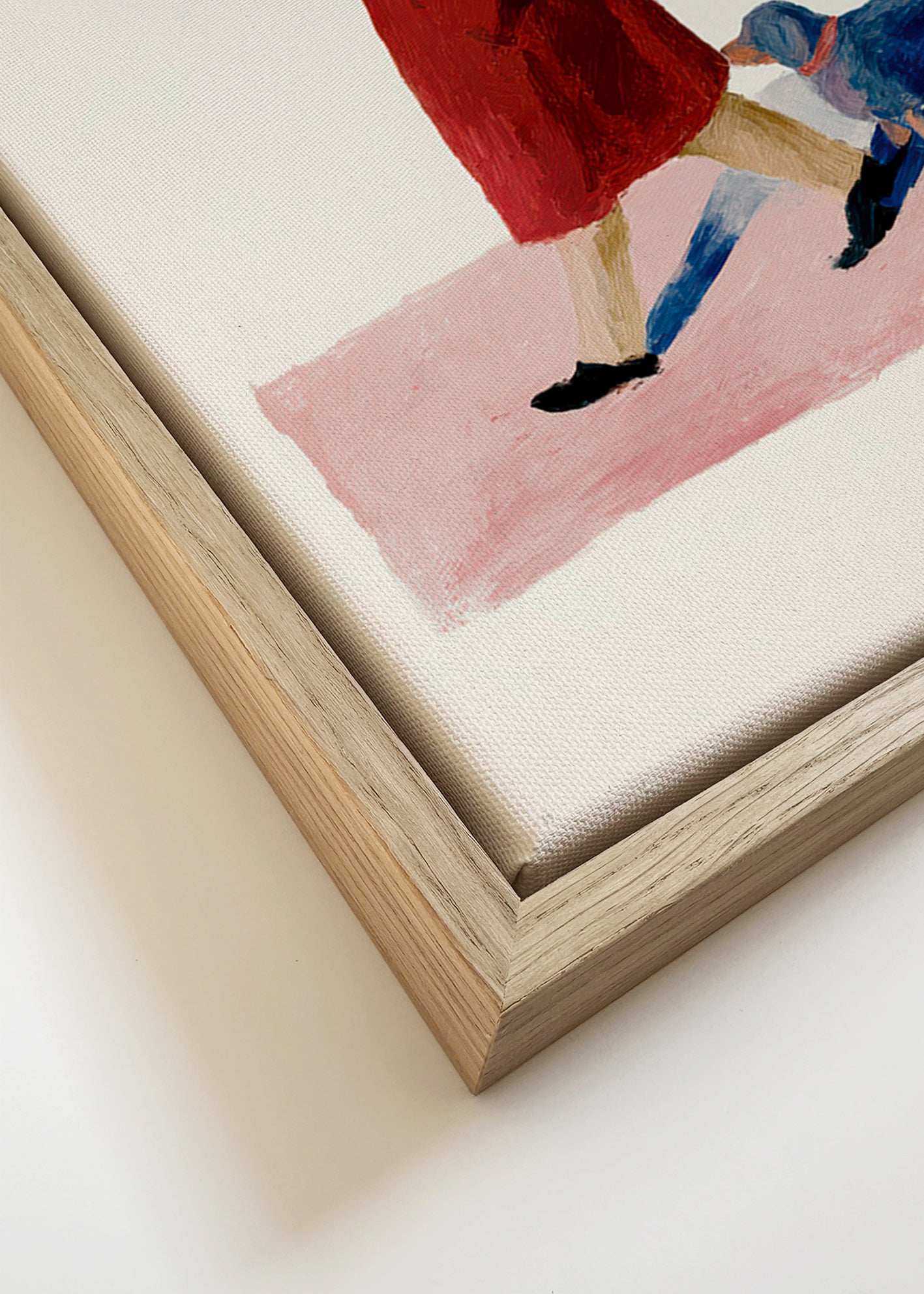 Ilustración de paseante con perro y abrigo rojo – Canvas detail