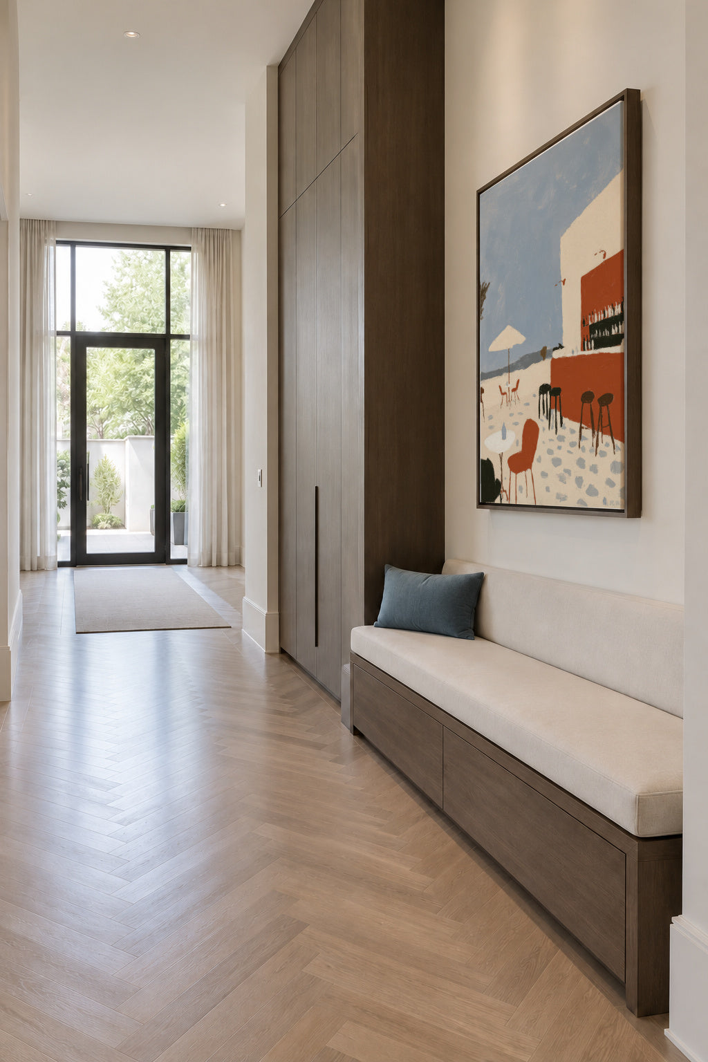 Seaside Terrace - Framed canvas in an interior