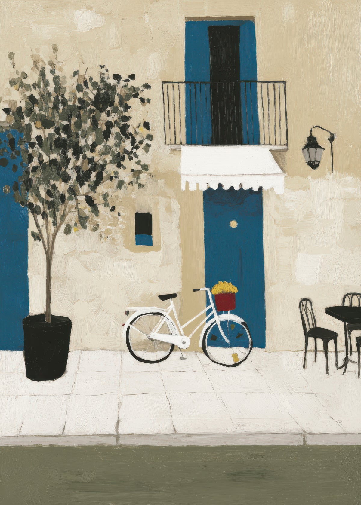 Blue Door Bicycle - Unframed art print
