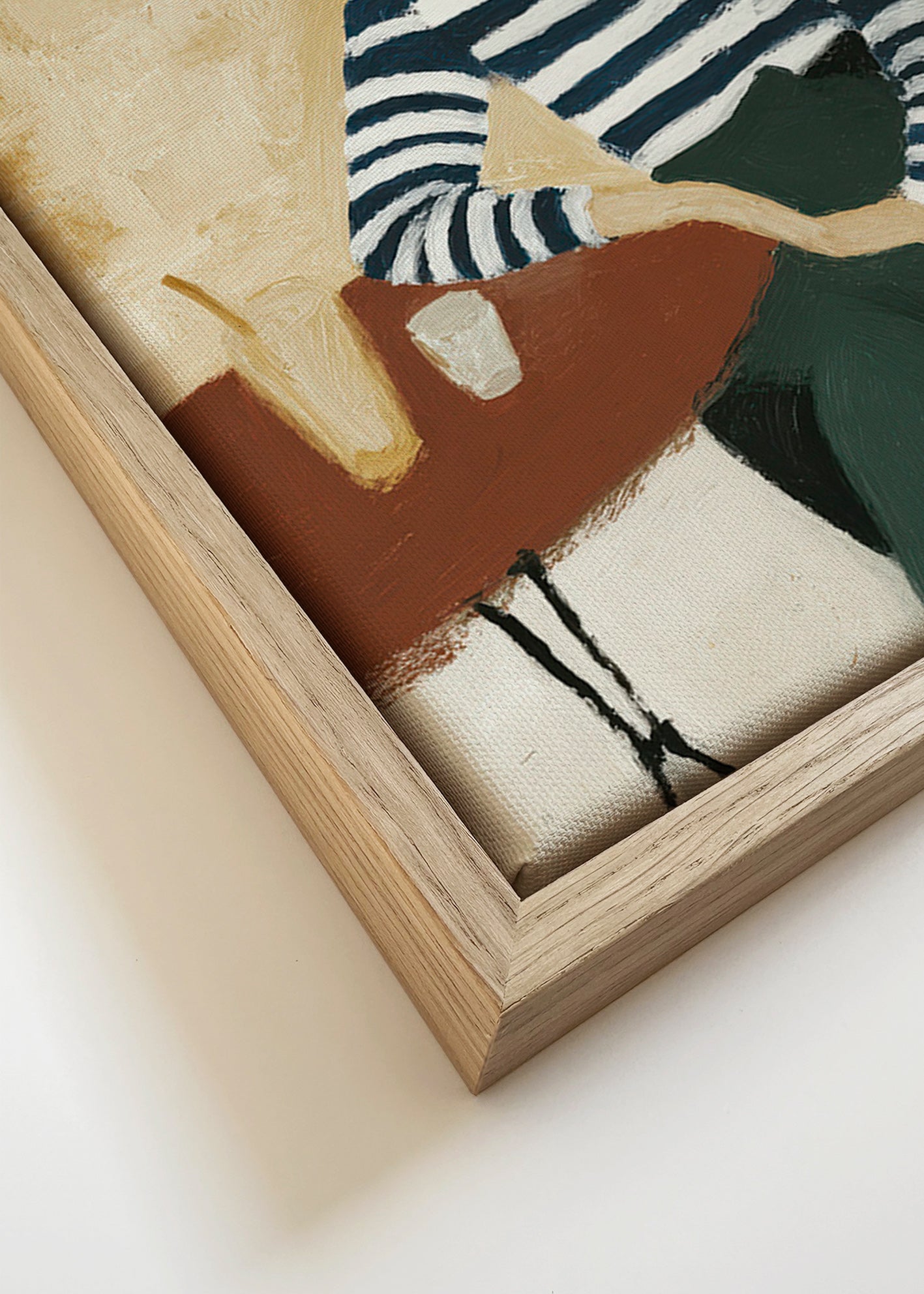 Cuadro de cocina con figura a rayas junto al mar – Canvas detail