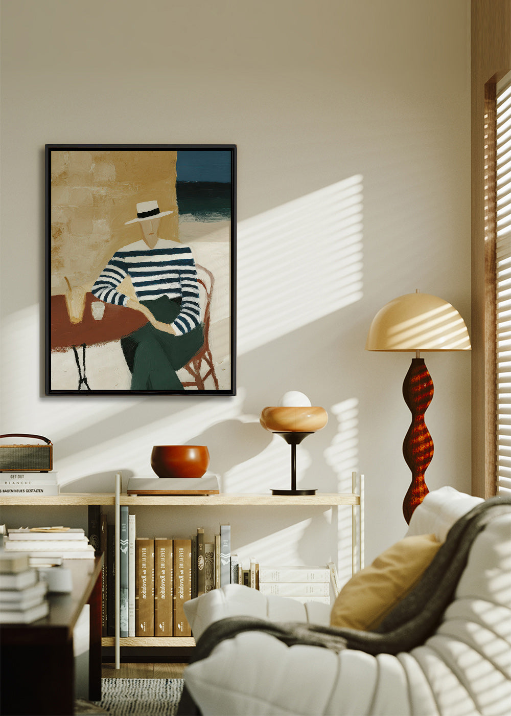 Cuadro de cocina con figura a rayas junto al mar – Canvas2