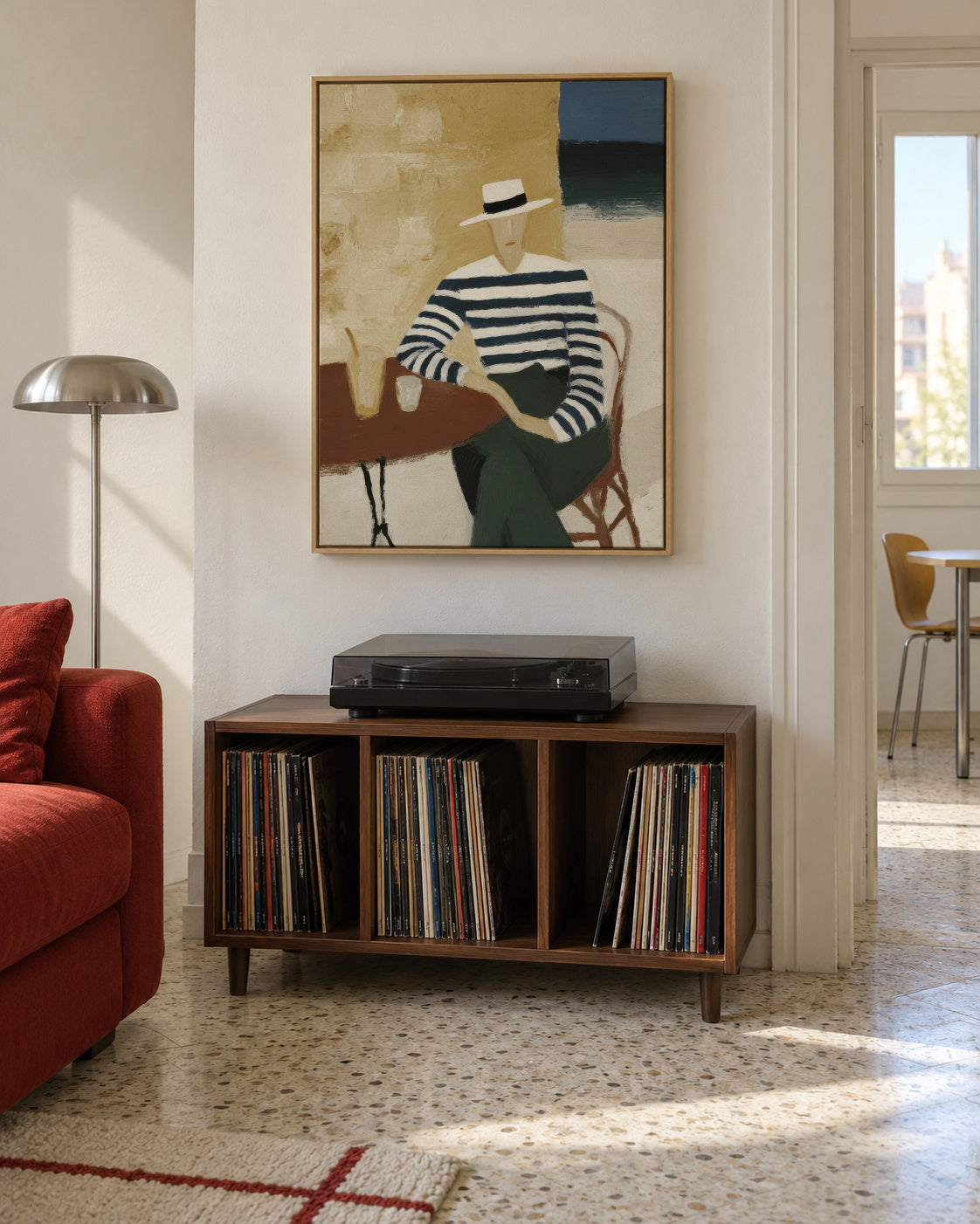 Striped Afternoon - Framed canvas in an interior