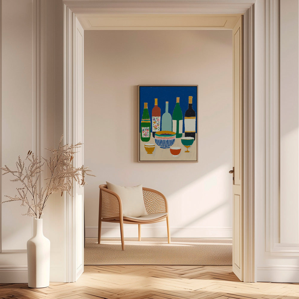 Cuadro de cocina con botellas y cuencos – Canvas2