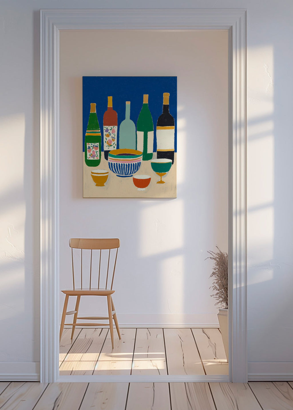 Cuadro de cocina con botellas y cuencos – Canvas