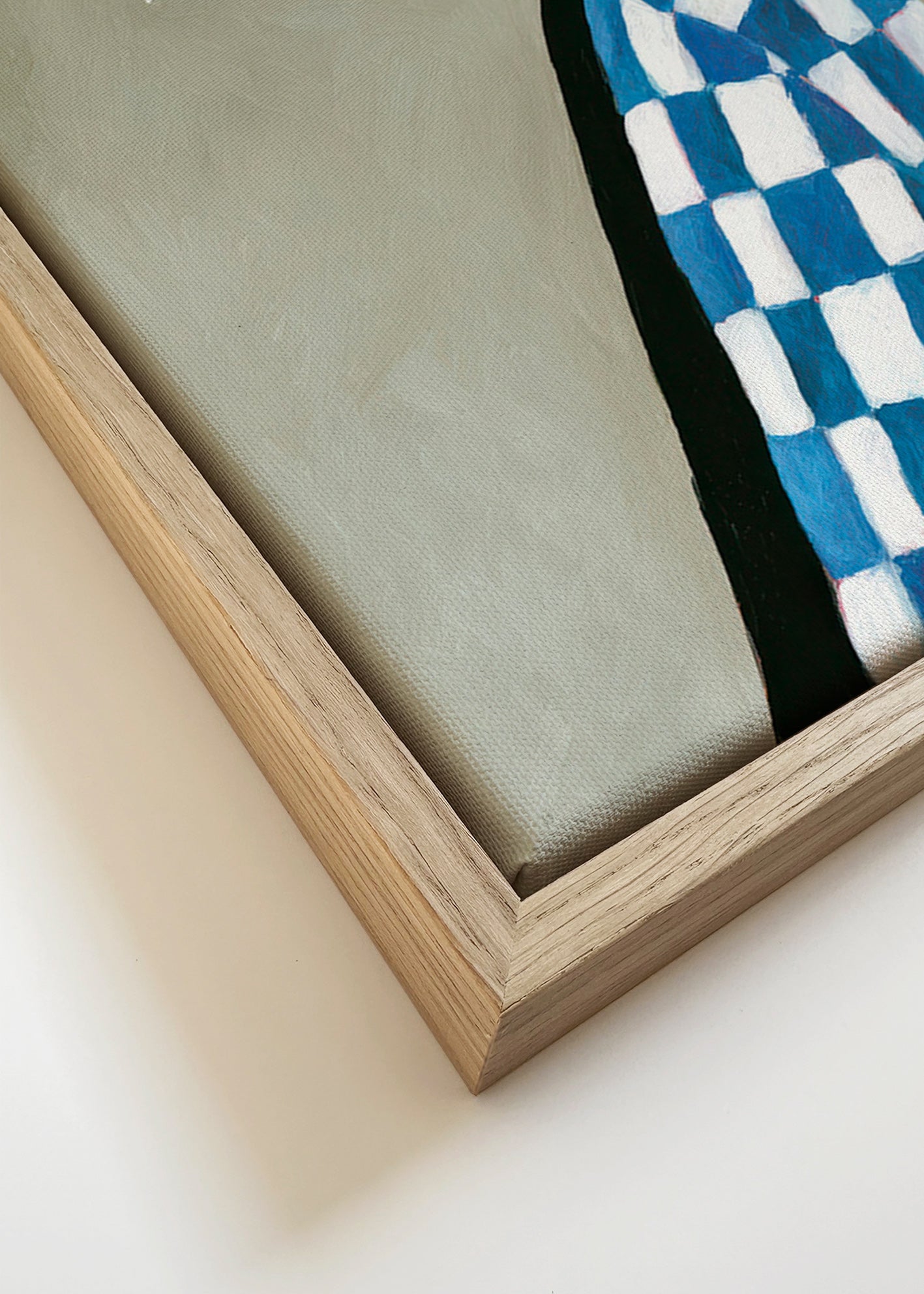 Ilustración perfil femenino con sombrero y cuadros – Canvas detail