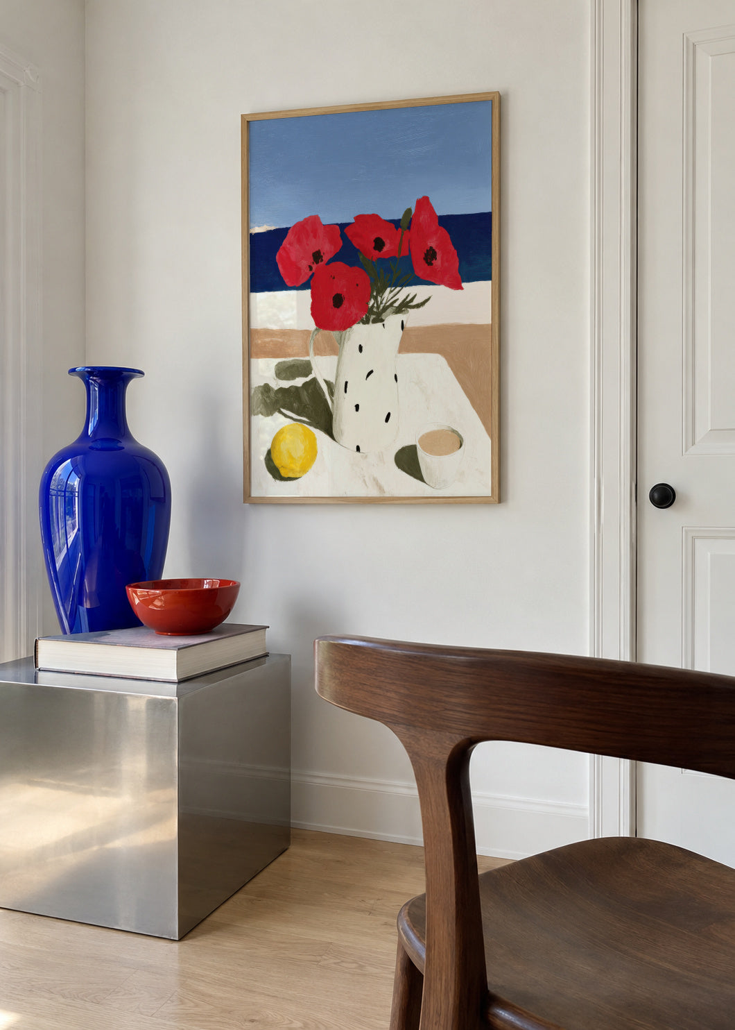 Poppies by the Sea - Framed poster in an interior