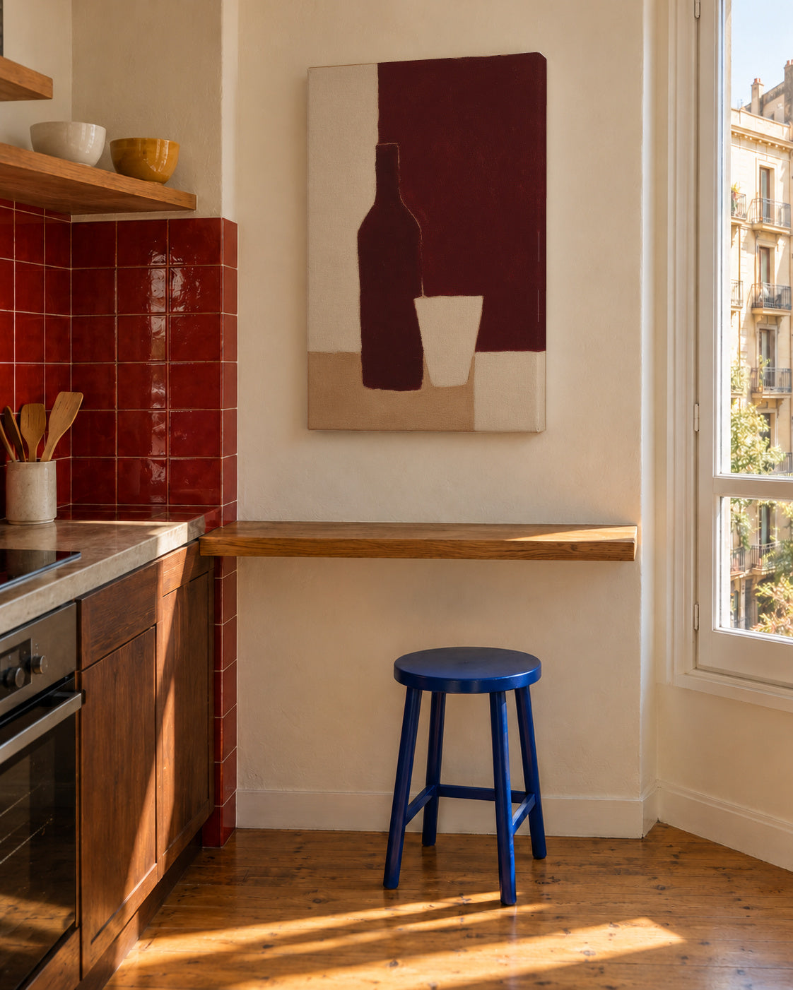 Bottle & Glass - Unframed canvas in an interior