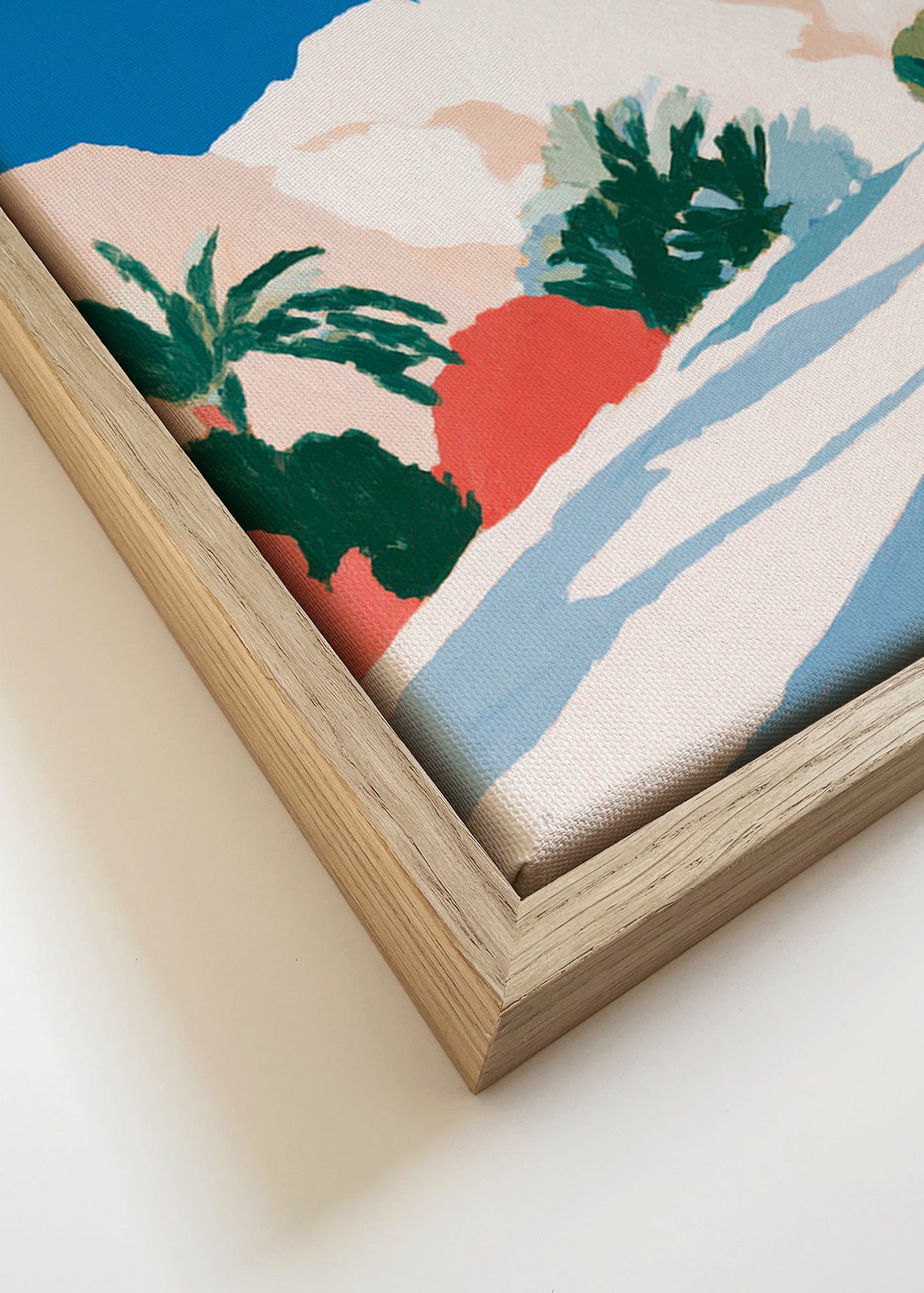 Lámina botánica con palmeras y montaña – Canvas detail