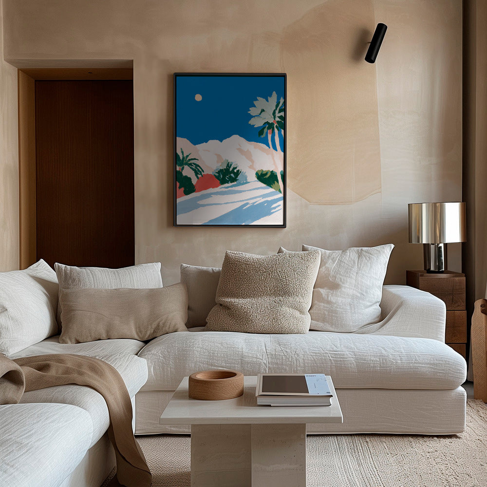 Lámina botánica con palmeras y montaña – Canvas1