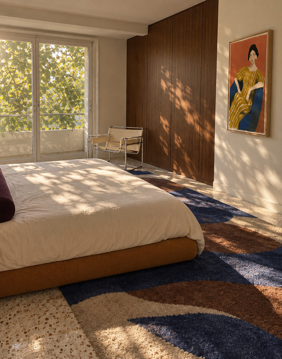 Golden Stripes - Framed canvas in an interior