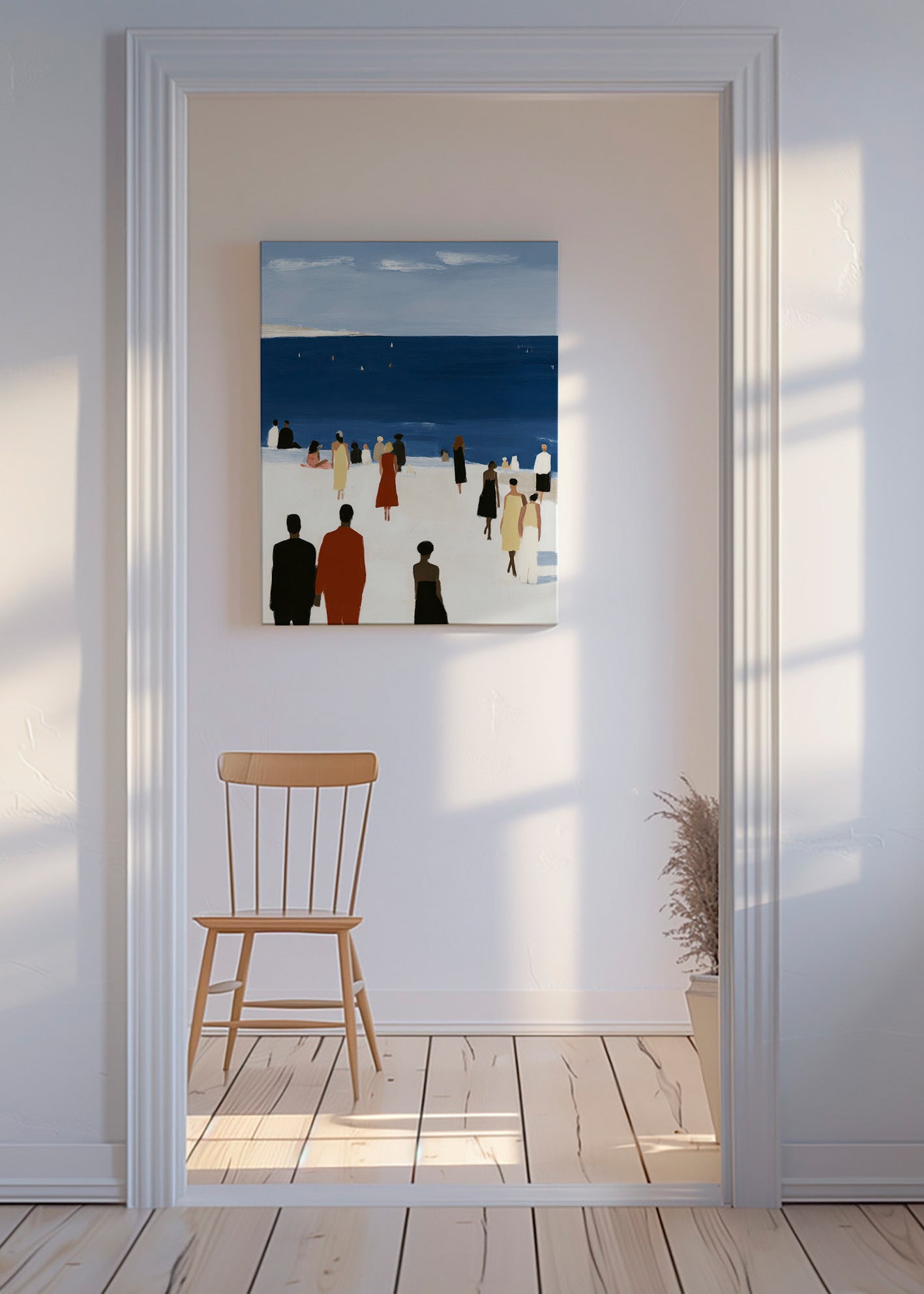 Cuadro de paisaje costero con figuras elegantes – Canvas