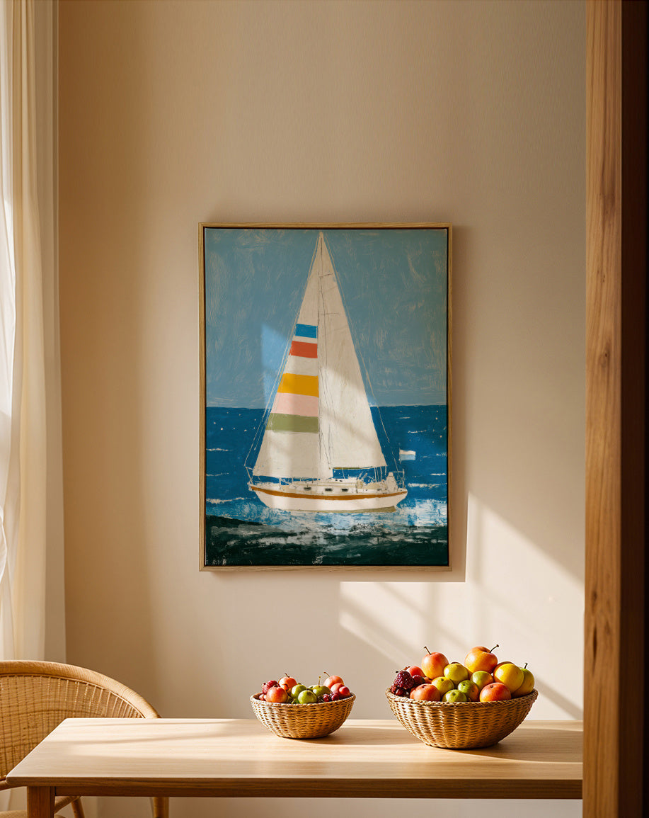 Sail in Color - Framed canvas in an interior