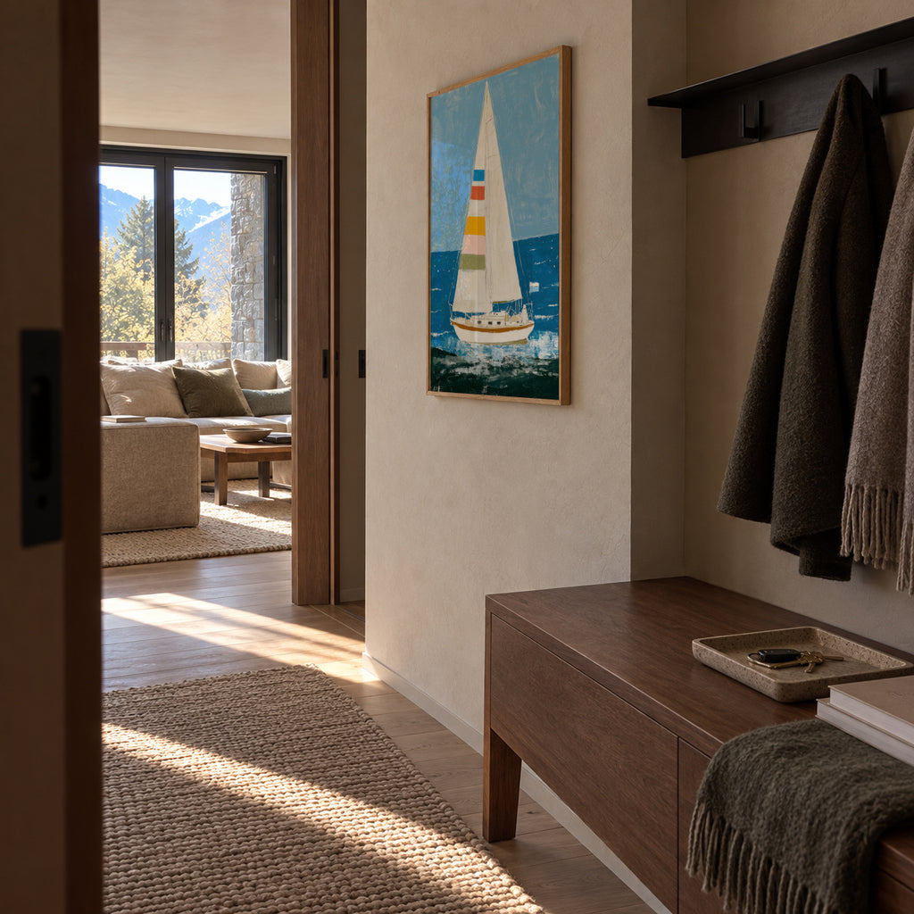 Sail in Color - Framed poster in an interior